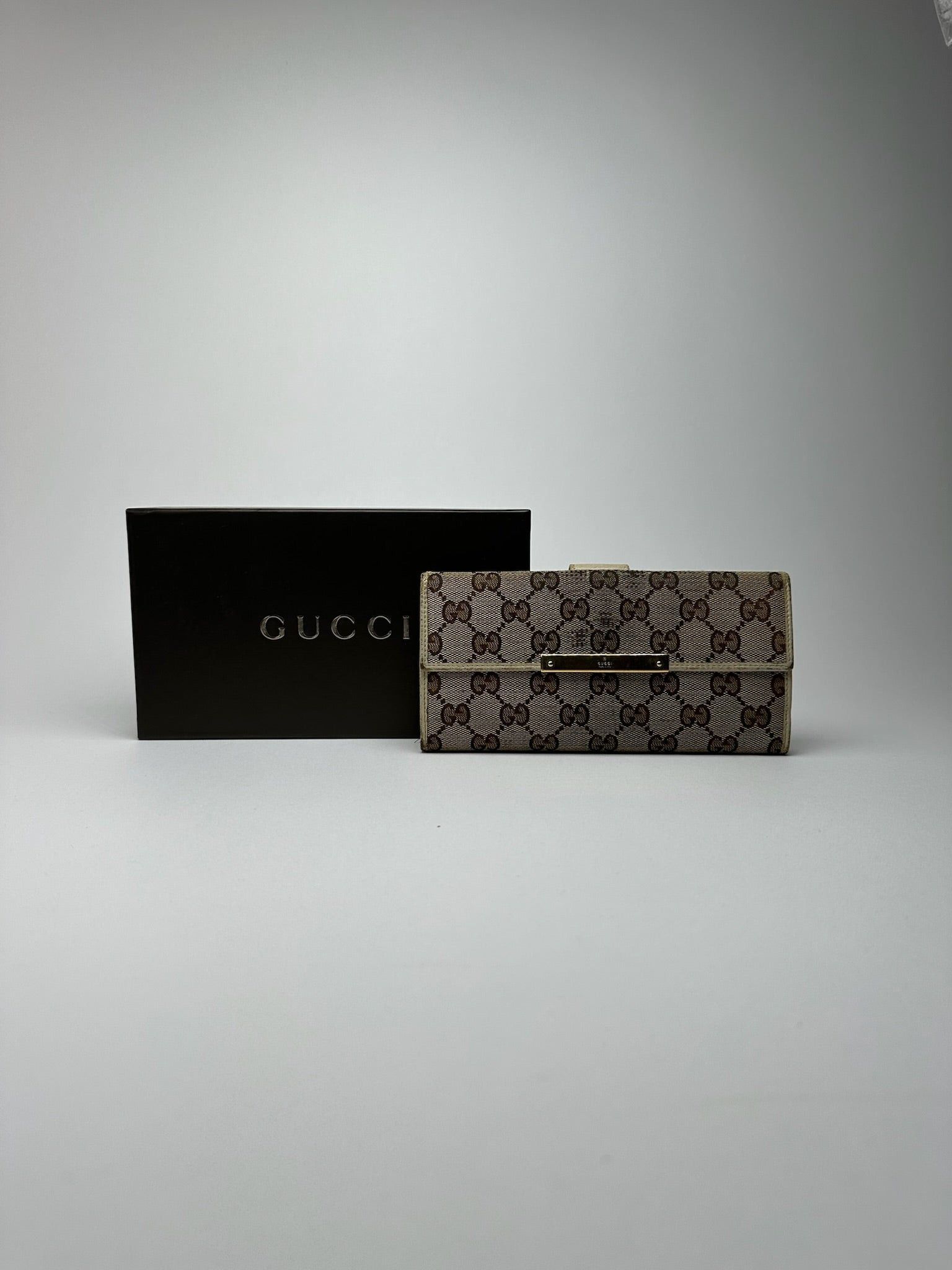 Gucci Vintage Monogram Leather wallet white beige Size ONE SIZE - 1 Thumbnail