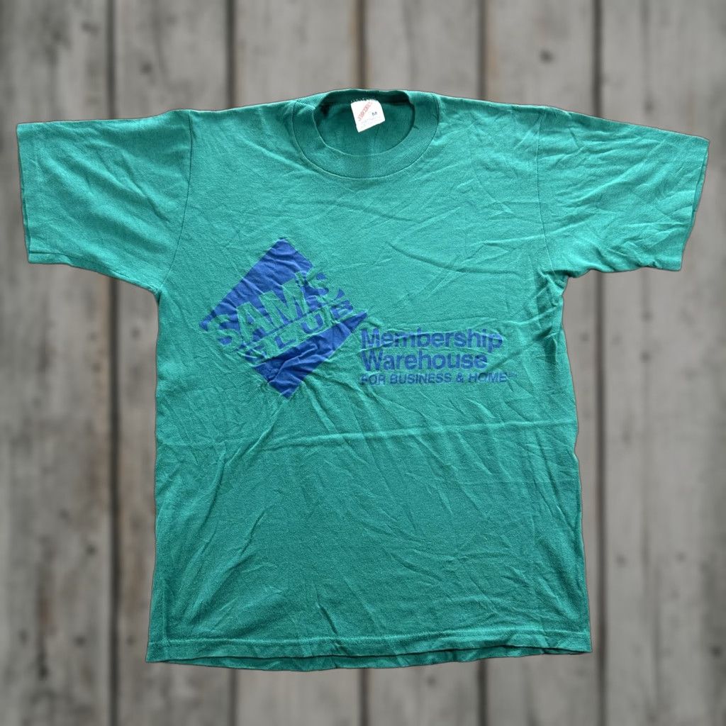 Jerzees VINTAGE Sams Club Shirt Mens M Teal Green Promo Tee 90s USA Shirt Graphic Print Sam's Club Logo Mens Size US M / EU 48-50 / 2 - 1 Thumbnail