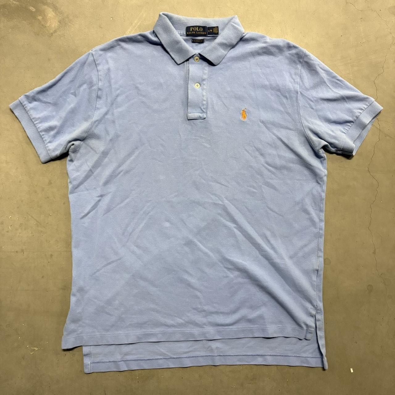 Polo Ralph Lauren Crazy Vintage Y2K/2000s Baby Blue Polo Ralph Lauren Orange Logo Polo Shirt! Size US L / EU 52-54 / 3 - 1 Thumbnail