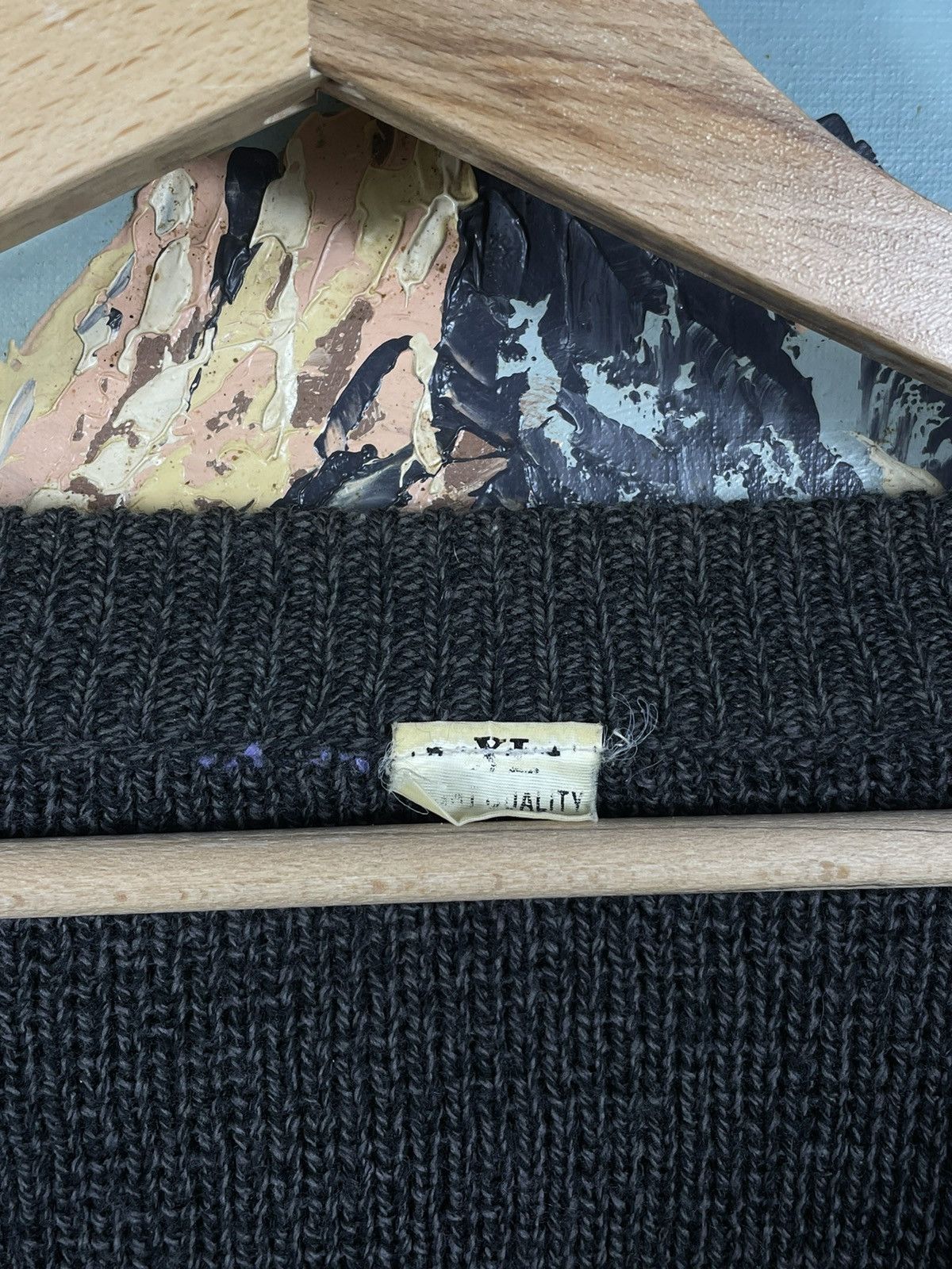 Japanese Brand × Vintage Grey Retro 90s Striped Baggy Oversize Thick Pull Knitwear Size US XL / EU 56 / 4 - 6 Thumbnail