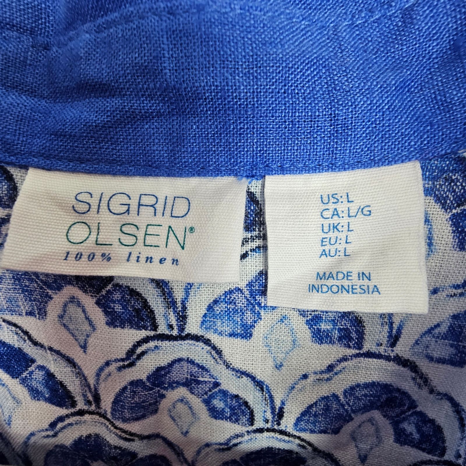 Signatures Sigrid Olsen Womens 100% Linen Tunic Sz L Geometric Coastal Size L / US 10 / IT 46 - 6 Thumbnail