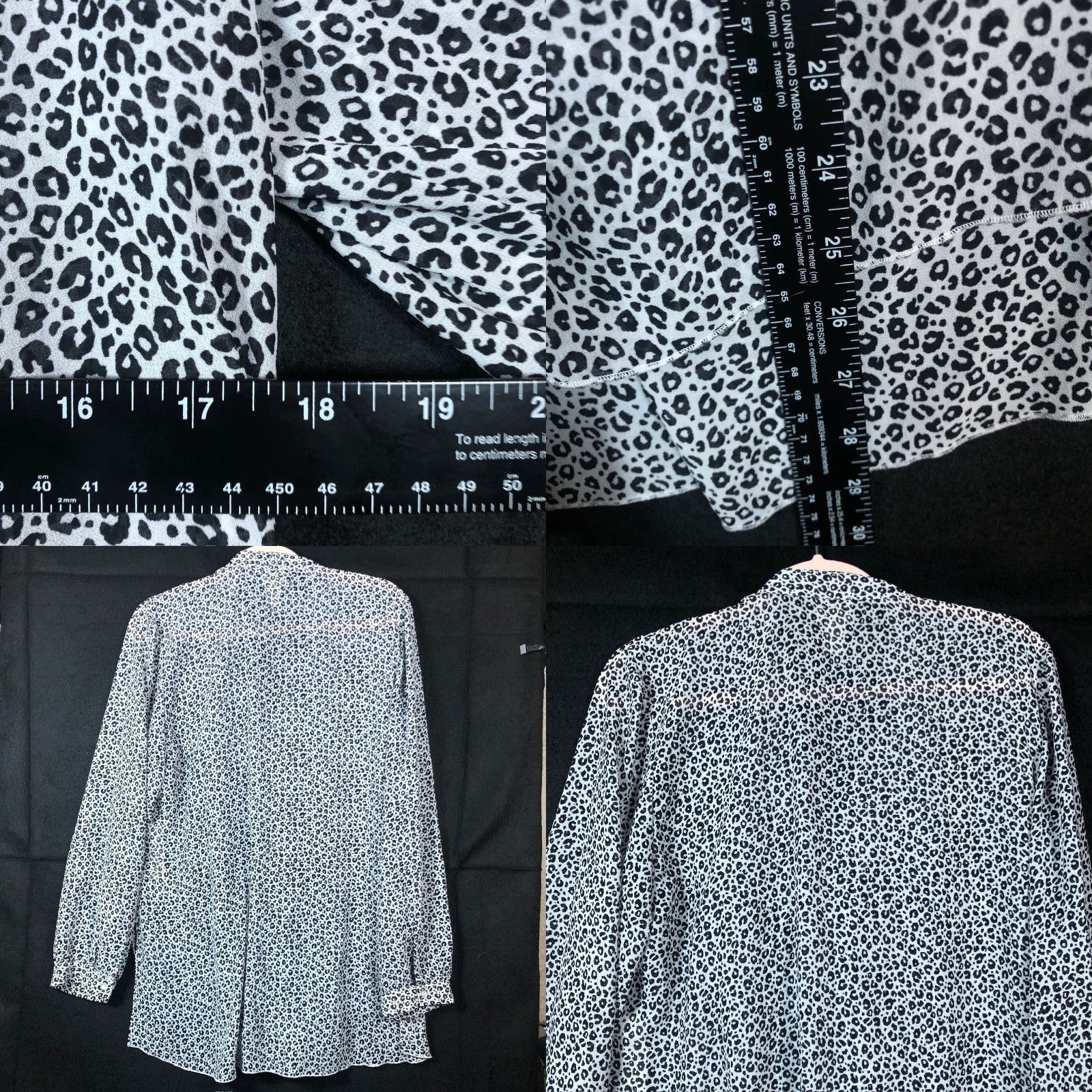 Vintage Chicos Womens Blouse Black Leopard Print Waterfall Front Long Sleeve M Shirt Womens Size M / US 6-8 / IT 42-44 - 8 Thumbnail