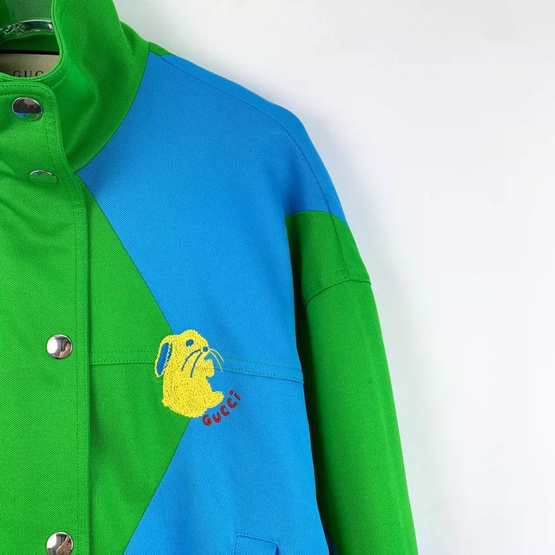 Gucci Gucci 23 green rabbit embroidered stand-up collar single-br Size US S / EU 44-46 / 1 - 3 Thumbnail