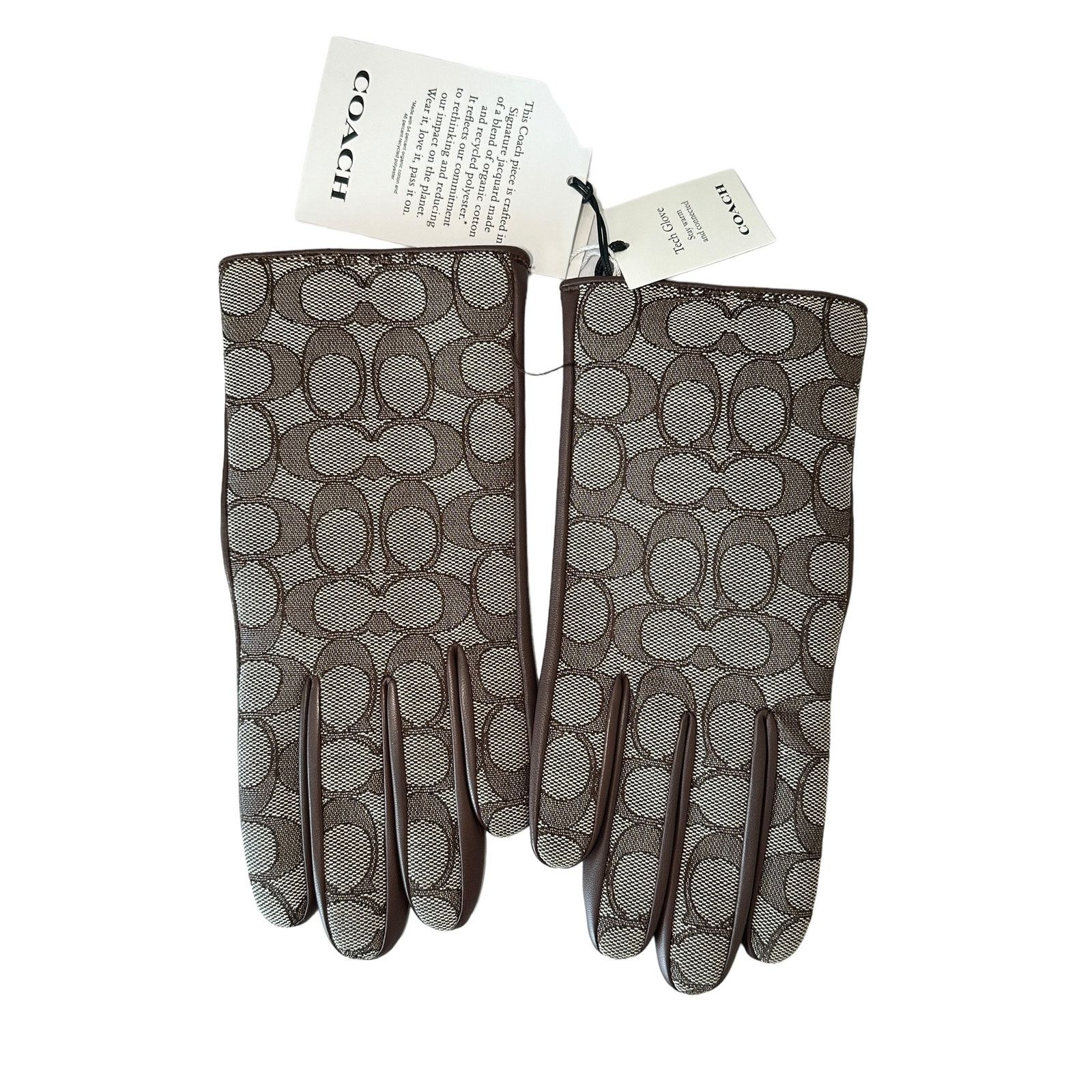 Coach Coach Women Signature Jacquard And Leather Tech Gloves 7.5 Size ONE SIZE - 1 Thumbnail