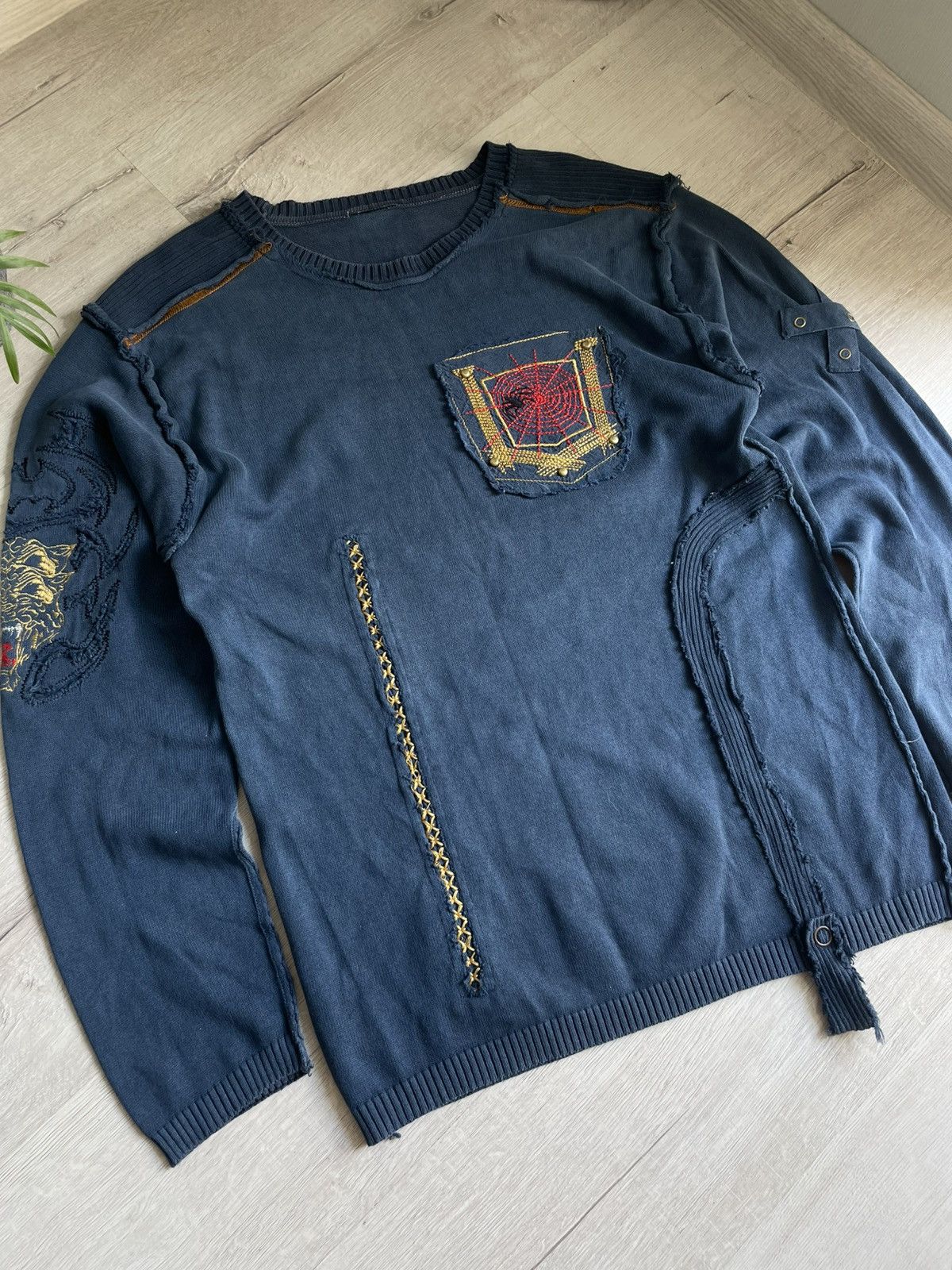Japanese Brand Vintage Crazy Y2k Grunge Sweater Opium Undercover Style 00s Size US L / EU 52-54 / 3 - 4 Thumbnail