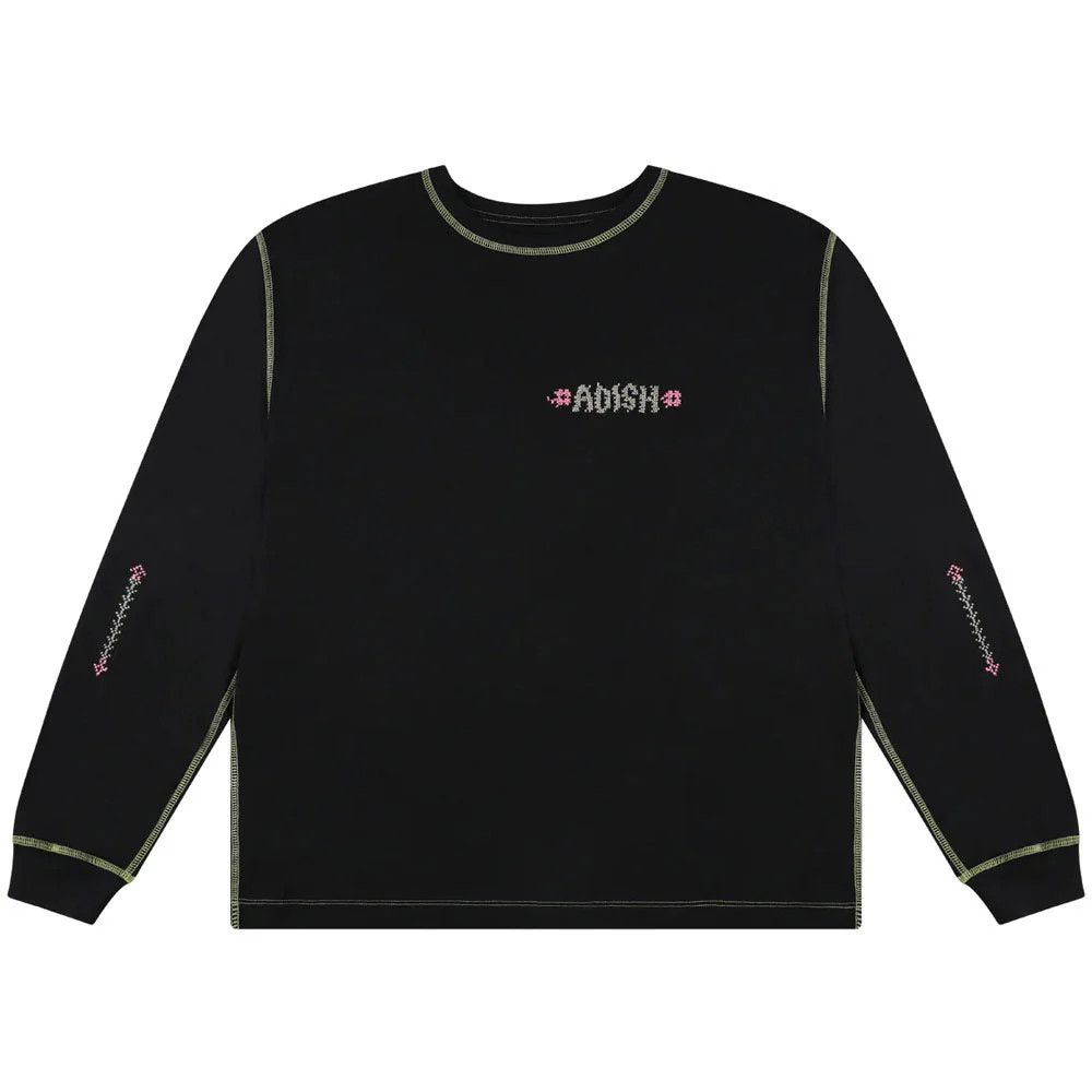 Adish o1mle1224 Tatreez Logo Contrast Long Sleeve Shirt in Black Size US XS / EU 42 / 0 - 1 Thumbnail