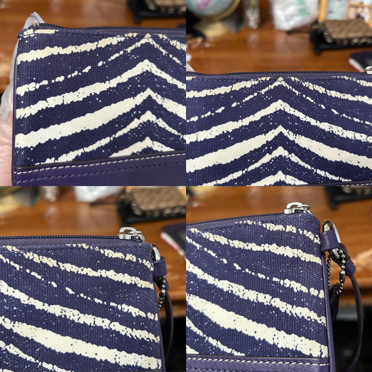 Coach Coach Purple And Cream Artsy Abstract Wristlet - “Samia” Size ONE SIZE - 14 Thumbnail