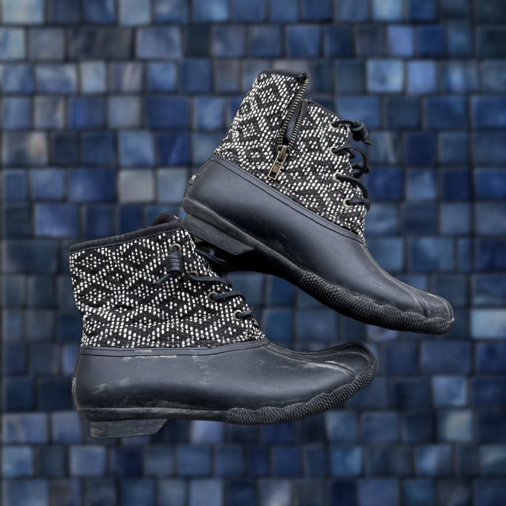 Sperry VINTAGE SPERRY Top-Sider Saltwater Duck Boots Tribal Black/White Women’s 6.5 Waterproof Rubber Snow Boot Women Size US 7 / IT 37 - 1 Thumbnail