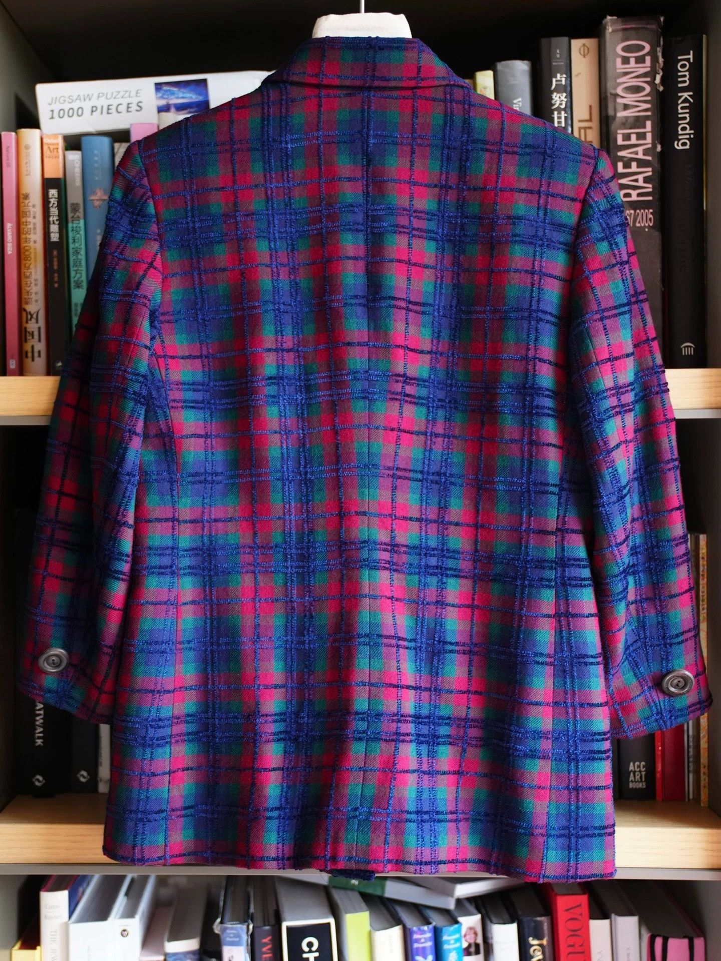 Yves Saint Laurent YSL Vintage Wool Velvet Check Oversize Blazer FR36 Size XS / US 0-2 / IT 36-38 - 9 Thumbnail