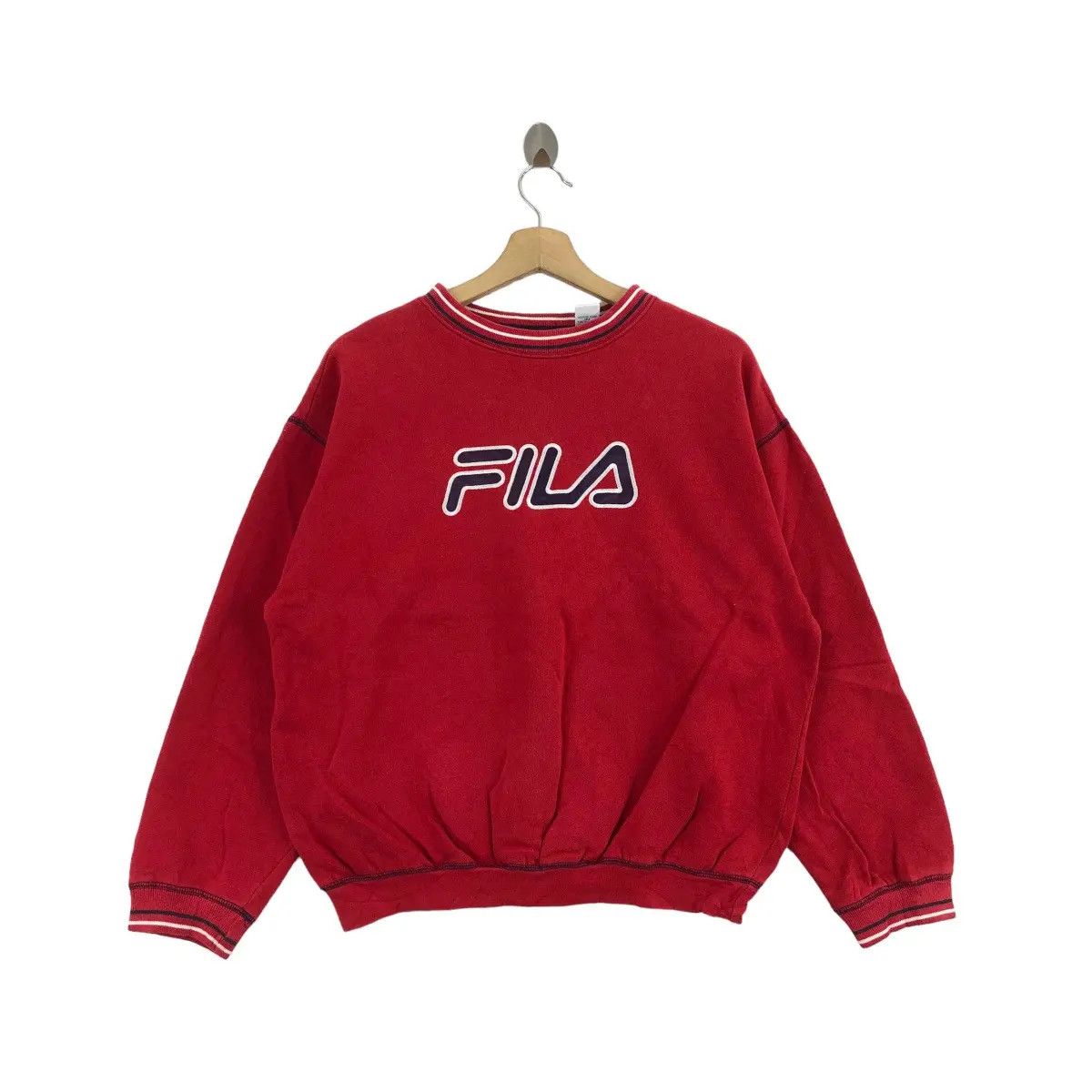 Vintage 90’ FILA ITALIA Embroidered Ringer Red Sweatshirt