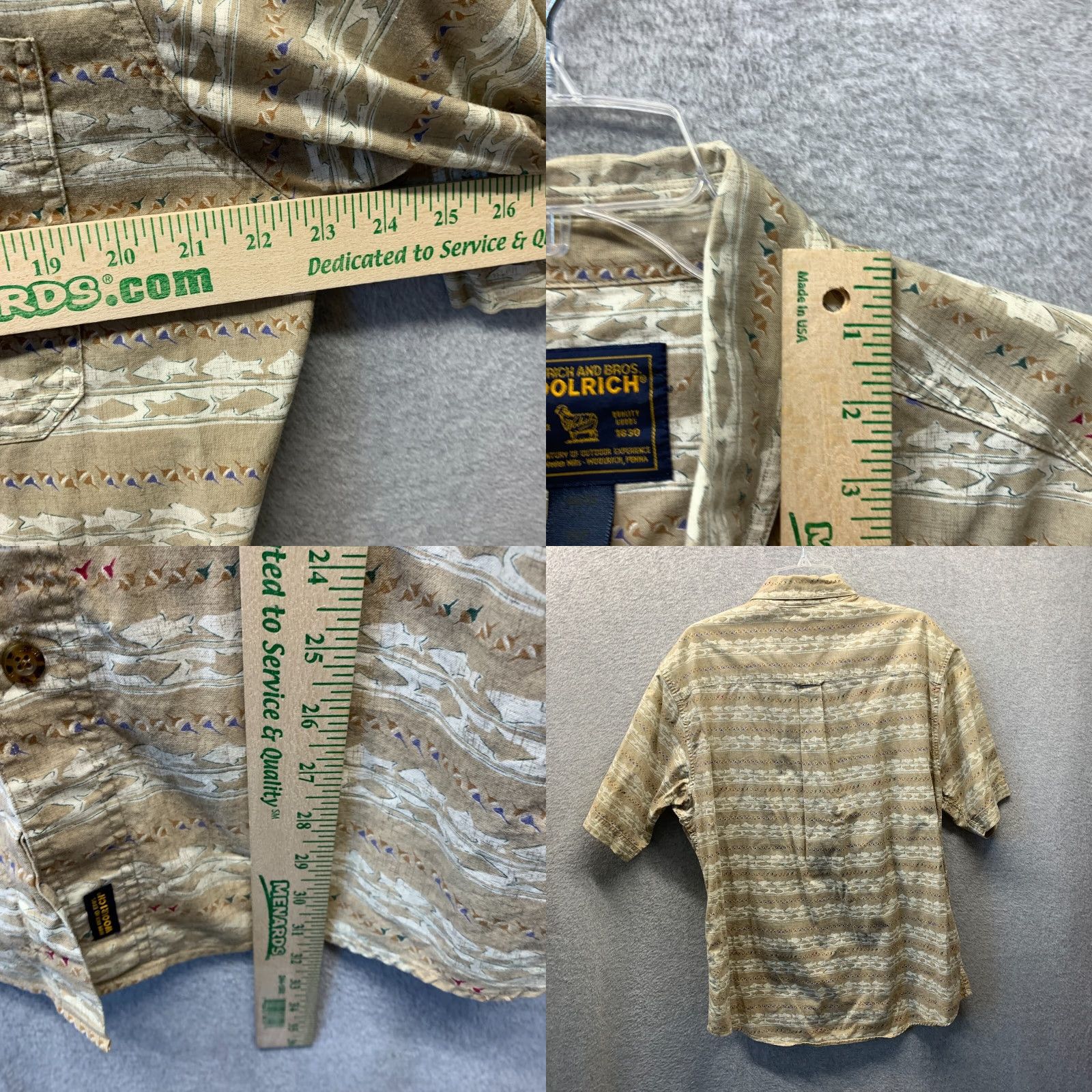 Vintage VINTAGE Woolrich Shirt Mens Button-Up Short Sleeve Collared Brown Fish Print Large 90s Size US L / EU 52-54 / 3 - 10 Thumbnail
