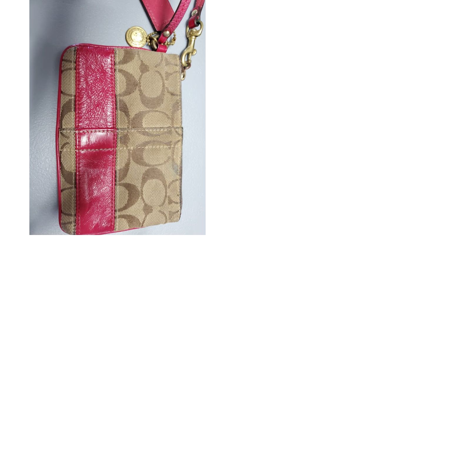 Coach CoacH Signature Tote Bag Womens Monogram Jacquard Casual Shoulder Strap with Wallet Brown Tan Pink Size ONE SIZE - 12 Thumbnail