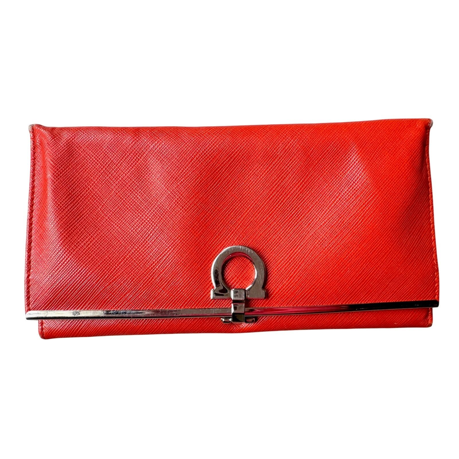 Salvatore Ferragamo Salvatore Ferragamo Pamplona Pebble Red Leather Long Wallet Size ONE SIZE - 1 Thumbnail