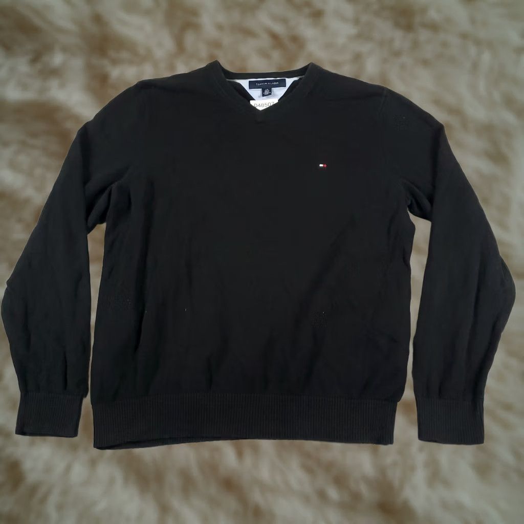 Tommy Hilfiger Tommy Hilfiger Sweater Mens Large Black Pullover Crew Neck Knit Cotton Logo Shirt? Size US L / EU 52-54 / 3 - 1 Thumbnail