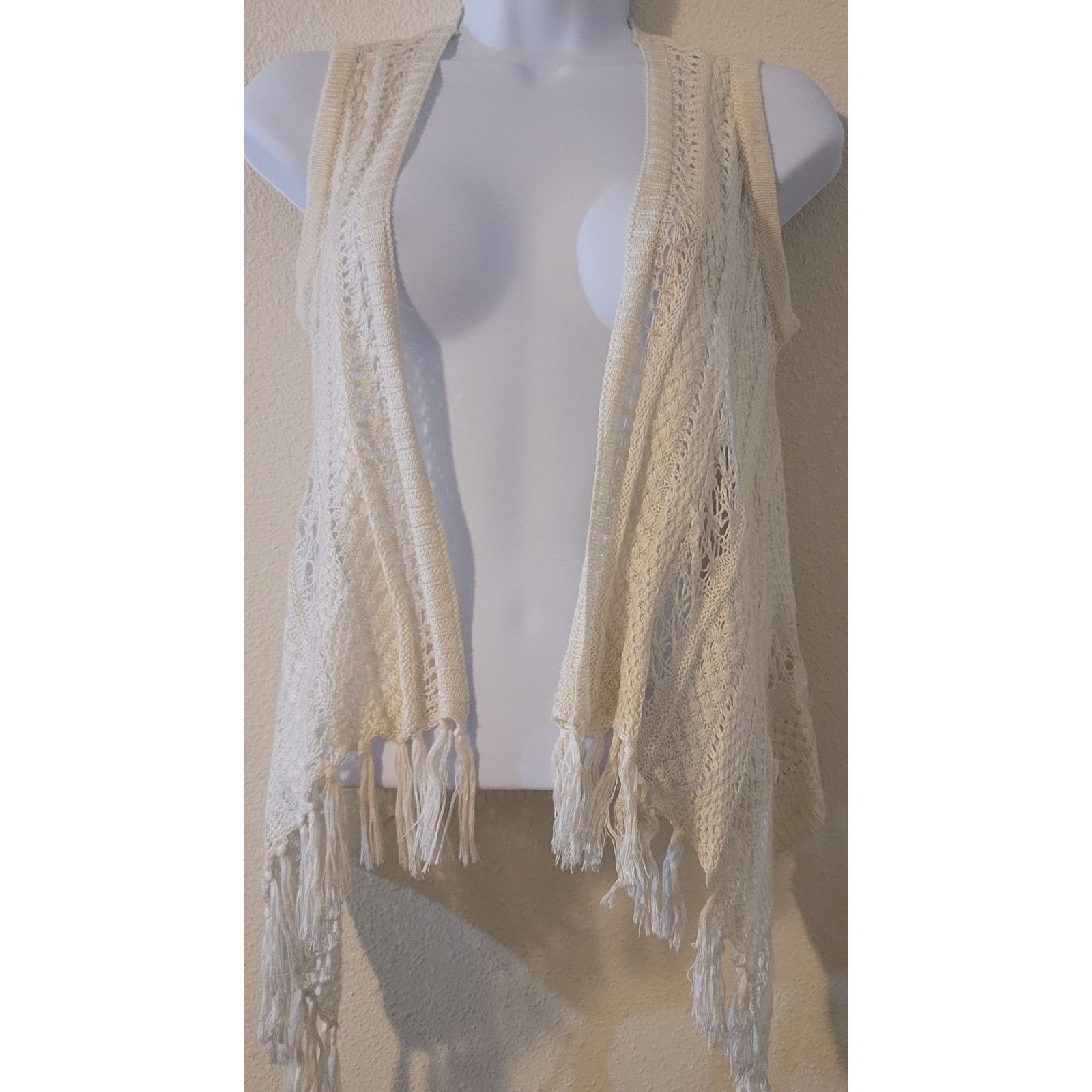 Other 2 Hip Wrapper Cream Crochet Open Front Cardigan Sweater XL Size XL / US 12-14 / IT 48-50 - 1 Thumbnail