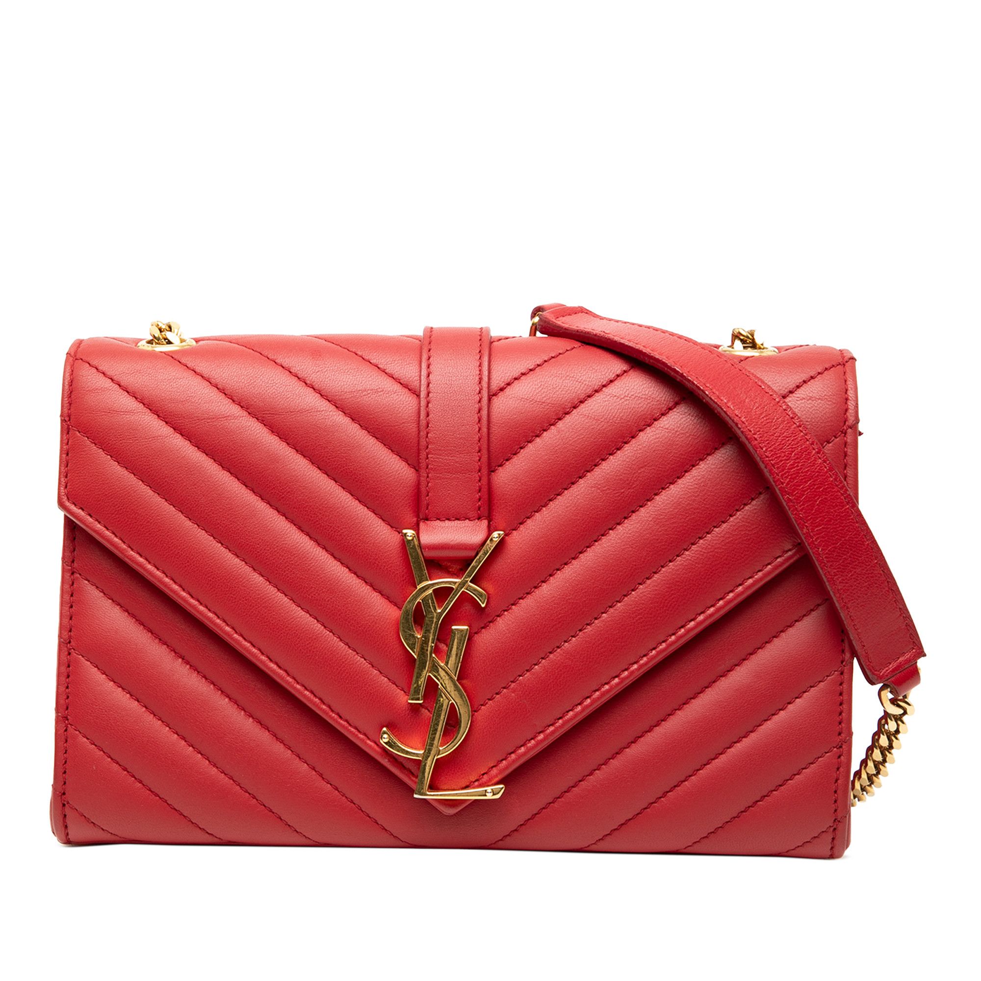 Yves Saint Laurent Yves Saint Laurent Small Chevron Calfskin Monogram Envelope Bag Size ONE SIZE - 1 Thumbnail