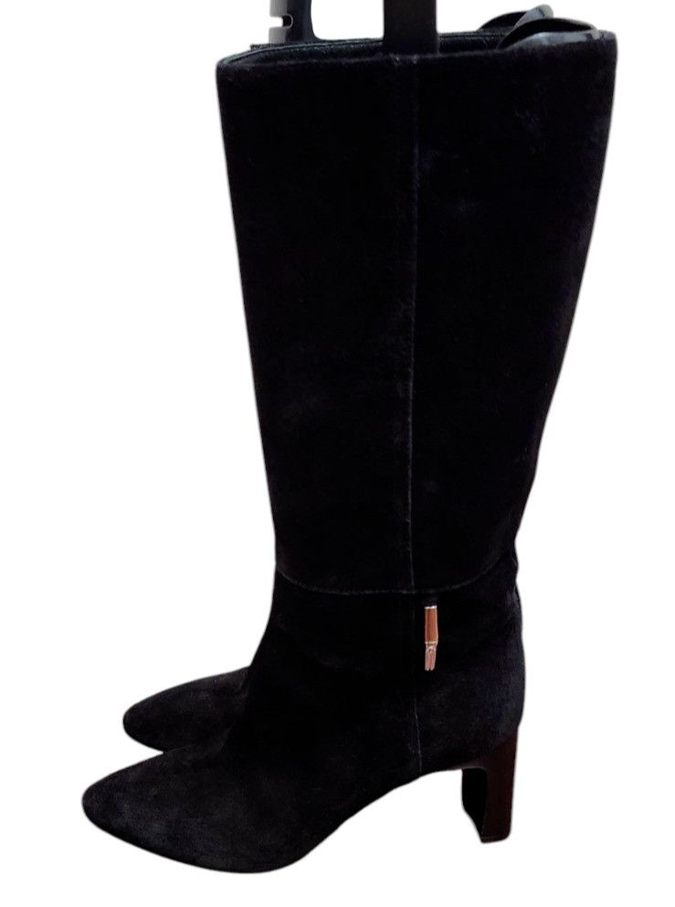 Longchamp Longchamp Roseau Heeled boots Black suede leather Bamboo Size US 7.5 / IT 37.5 - 5 Thumbnail