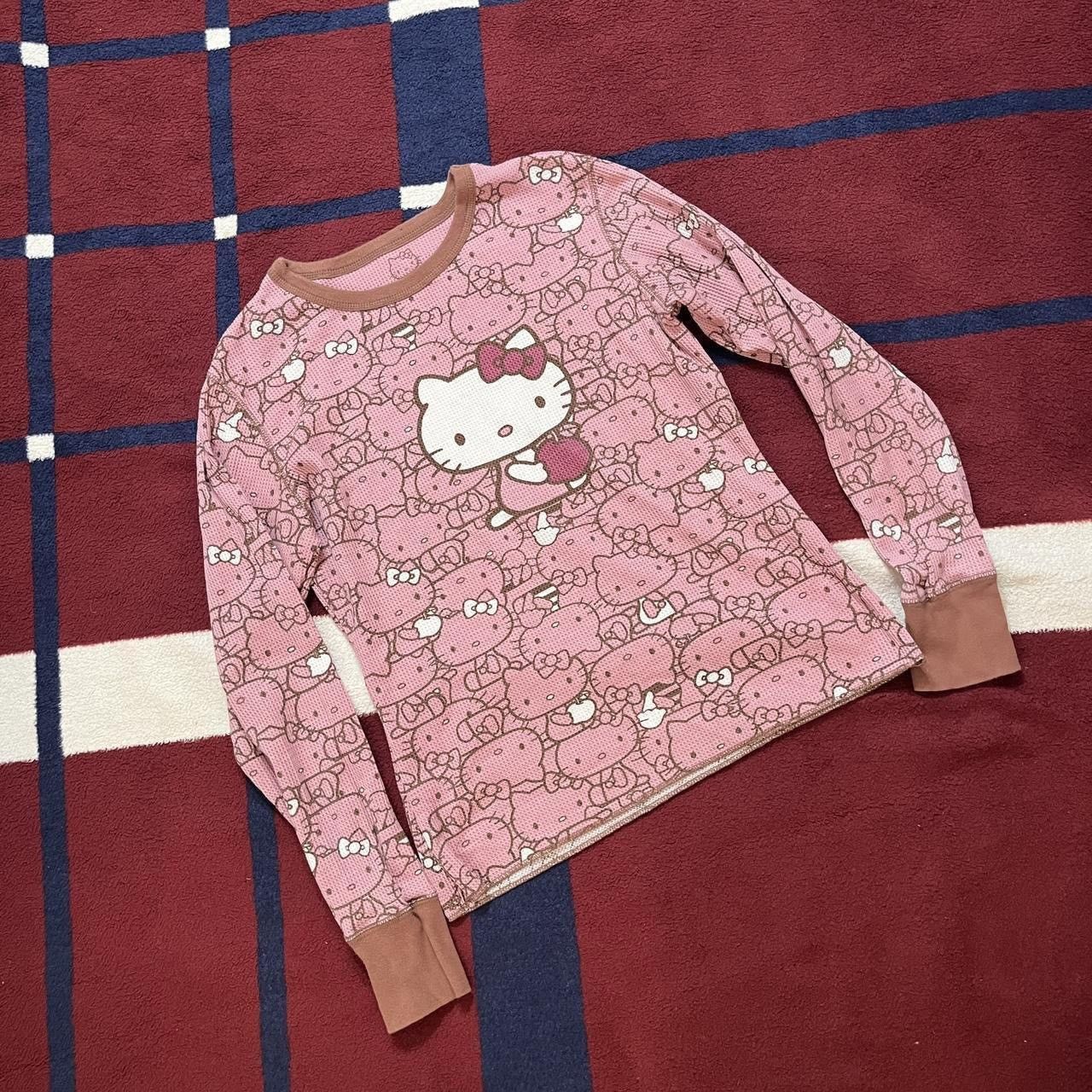 Vintage Sanrio Hello Kitty Vintage 2000s pink pajamas Waffle knit Size M / US 6-8 / IT 42-44 - 2 Thumbnail