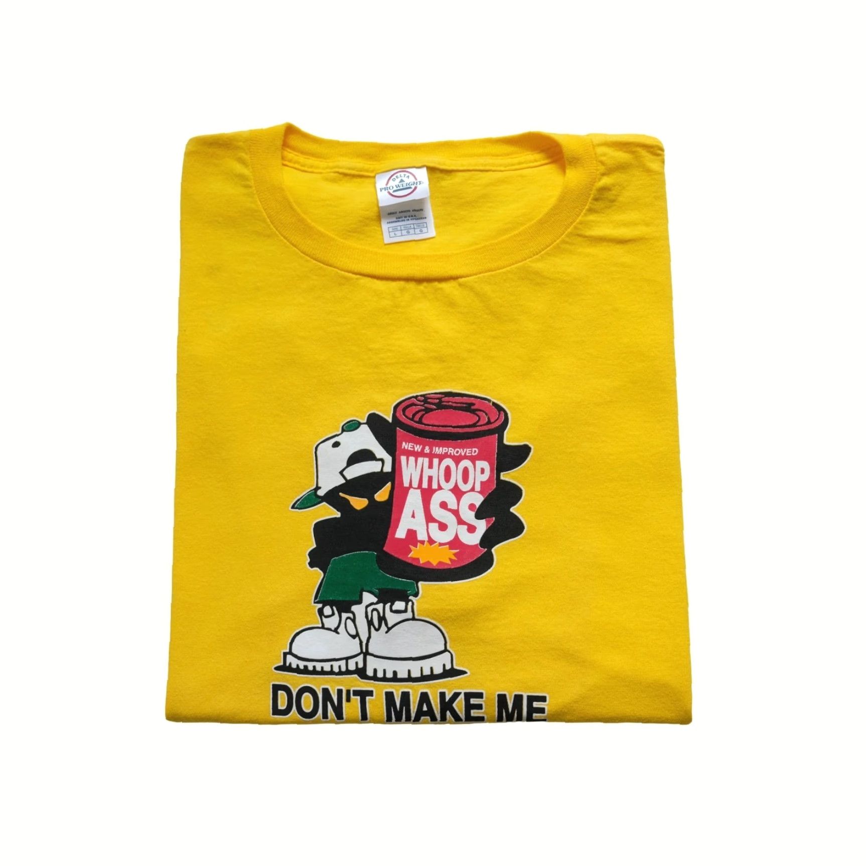 Delta VINTAGE 90s DELTA Graphic T-Shirt Funny Open A Can Of Whoop Yellow L Mens Short Sleeve Crew Neck Size US L / EU 52-54 / 3 - 2 Thumbnail