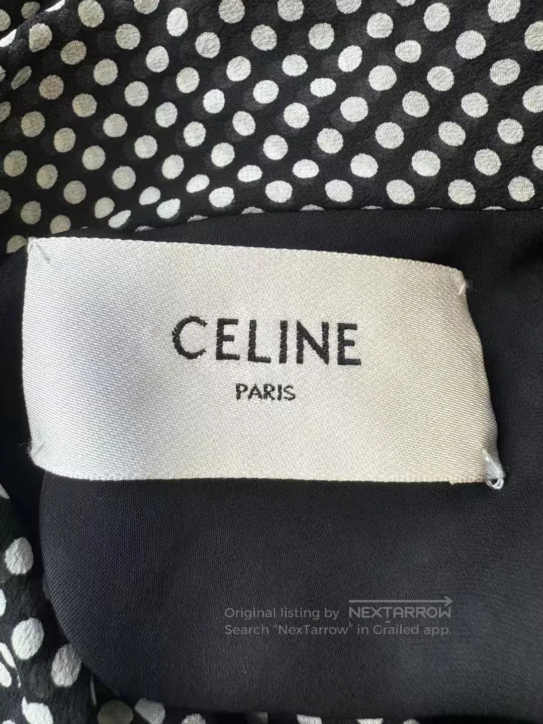 Celine black and white polka dot silk dress. Size XS / US 0-2 / IT 36-38 - 3 Thumbnail