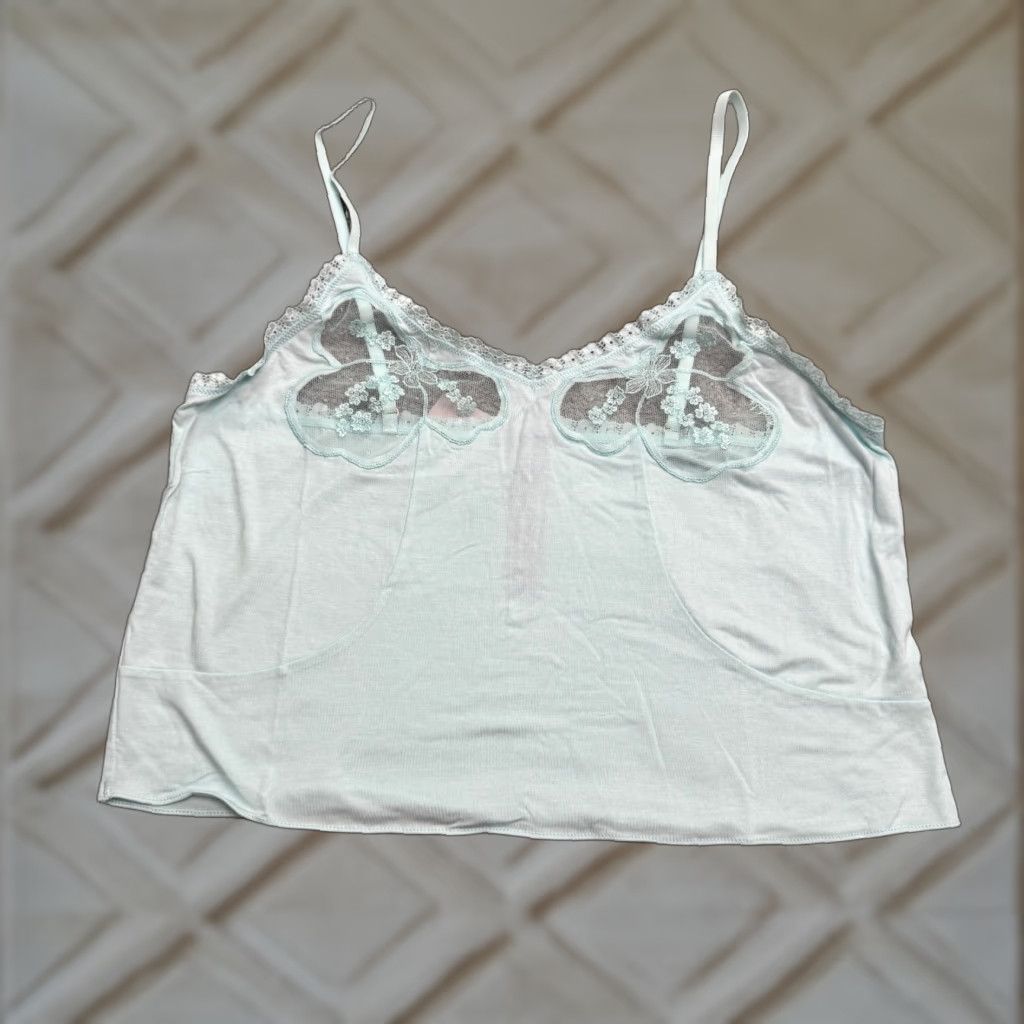 Vintage Savage Fenty By Rihanna Sleepwear A Peek Behind Lace Camisole Medium Blue NWT Size ONE SIZE - 1 Thumbnail