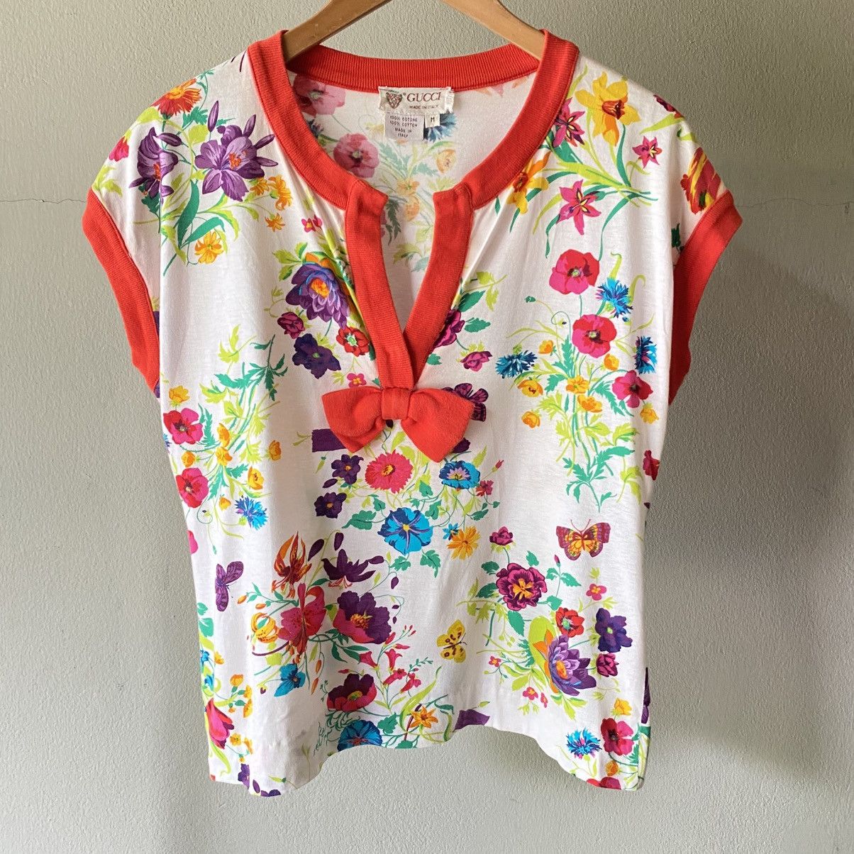 Gucci GUCCI Floral Tee with Red Trim & Bow Size M / US 6-8 / IT 42-44 - 22 Thumbnail