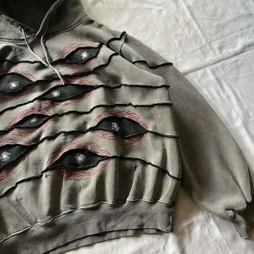 VIBE Hip Hop Street Retro Eyes Loose Hooded Sweatshirt Size US XL / EU 56 / 4 - 5 Thumbnail