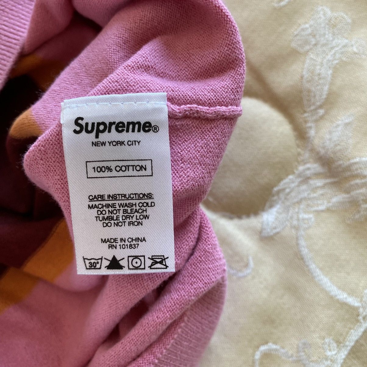 Supreme Supreme Knit Stripe Raglan Top Pink 2017 X-Large Sweater Size US XL / EU 56 / 4 - 6 Thumbnail