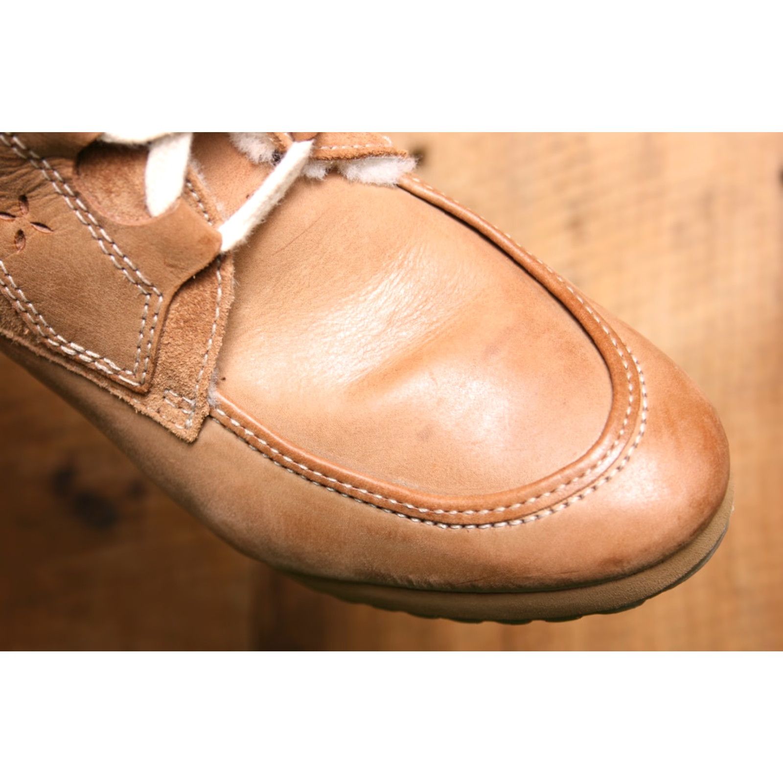 Vintage VINTAGE L.L. BEAN Boots Tan Leather & Suede Shearling Lined Wedge Heel Sz. 7.5 M Women Shoe Boot Size US 8 / IT 38 - 7 Thumbnail