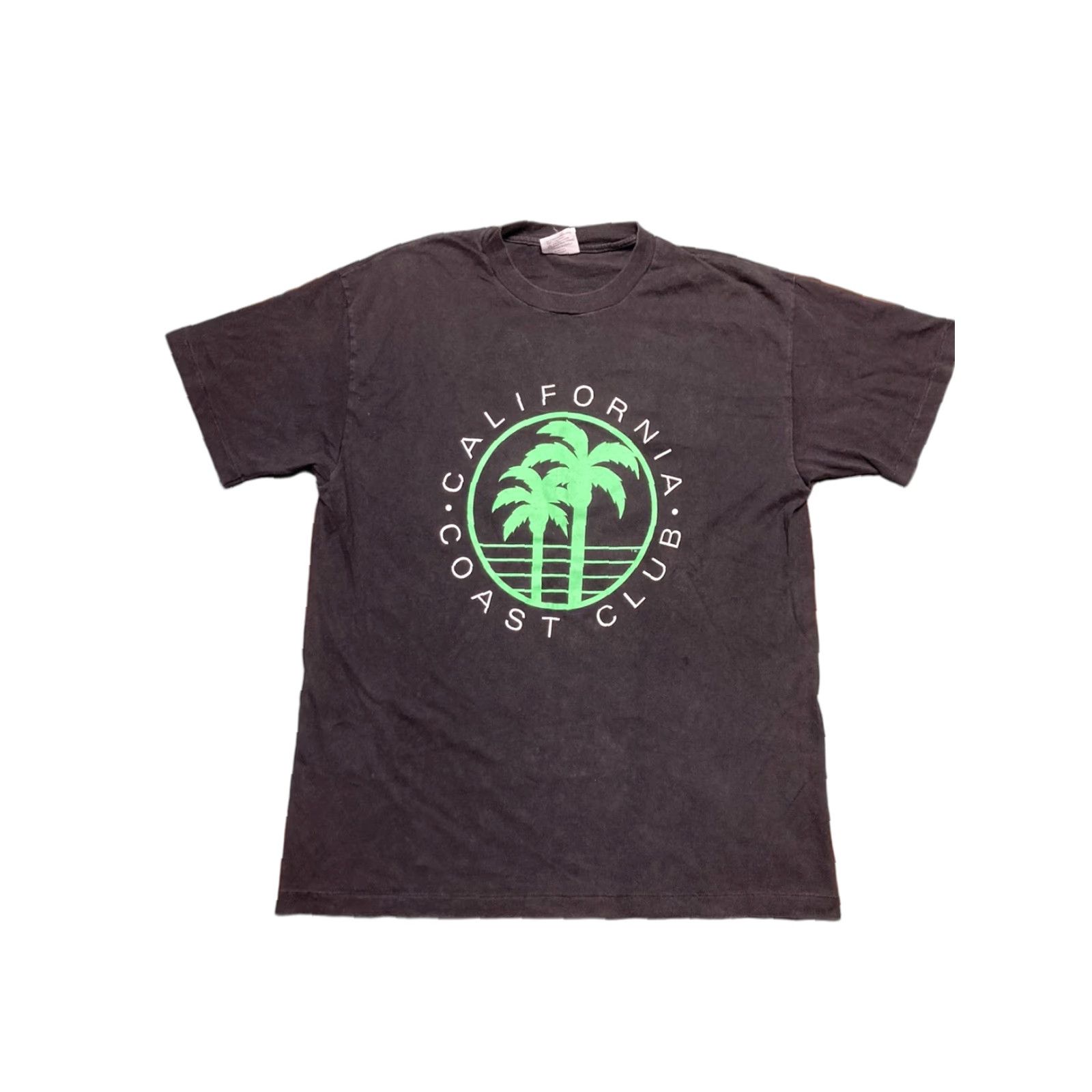 Hanes VINTAGE 80s California Coast Club T Shirt Hanes All Cotton Large Black Men L Neon Palm Tree Size US L / EU 52-54 / 3 - 1 Thumbnail