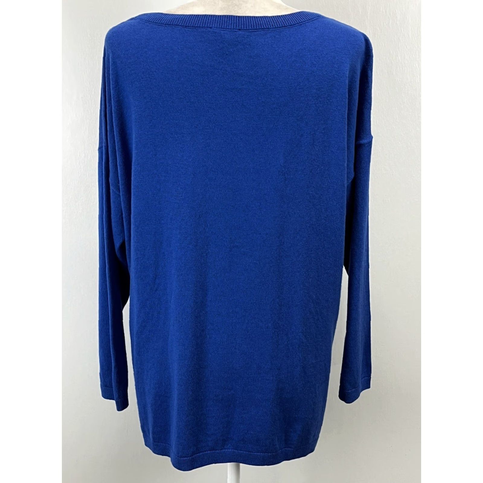 Talbots Talbots Fine Knit Sweater 1XP Plus Petite Blue Wool Cashmere Blend Split Sides Size XL / US 12-14 / IT 48-50 - 3 Thumbnail