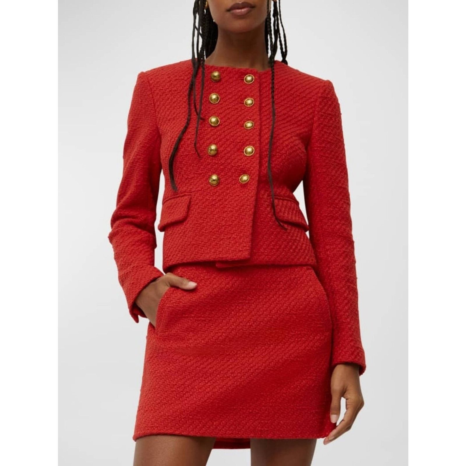 Veronica Beard Veronica Beard Bentley Tweed Tailored Jacket Red 0 Size XS / US 0-2 / IT 36-38 - 3 Thumbnail