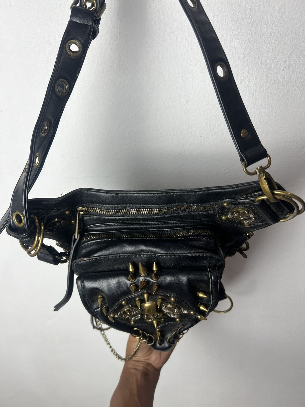 KMRii Steampunk Studded KMRii Style Leather Shoulder Bag Size ONE SIZE - 10 Thumbnail