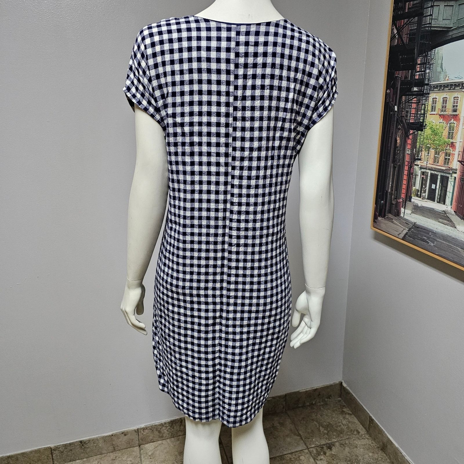 Anthropologie Mo:vint by Anthropologie Gingham Dress Navy Blue/White sz s Size S / US 4 / IT 40 - 4 Thumbnail