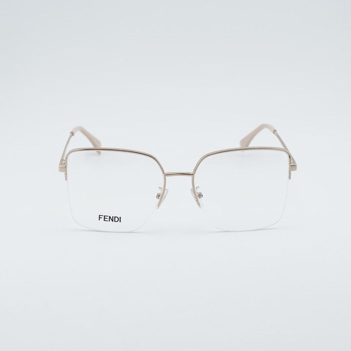 Fendi Fendi FE50091U 028 Semi Rim Eyeglasses Gold 56mm Square Fram Size ONE SIZE - 6 Thumbnail