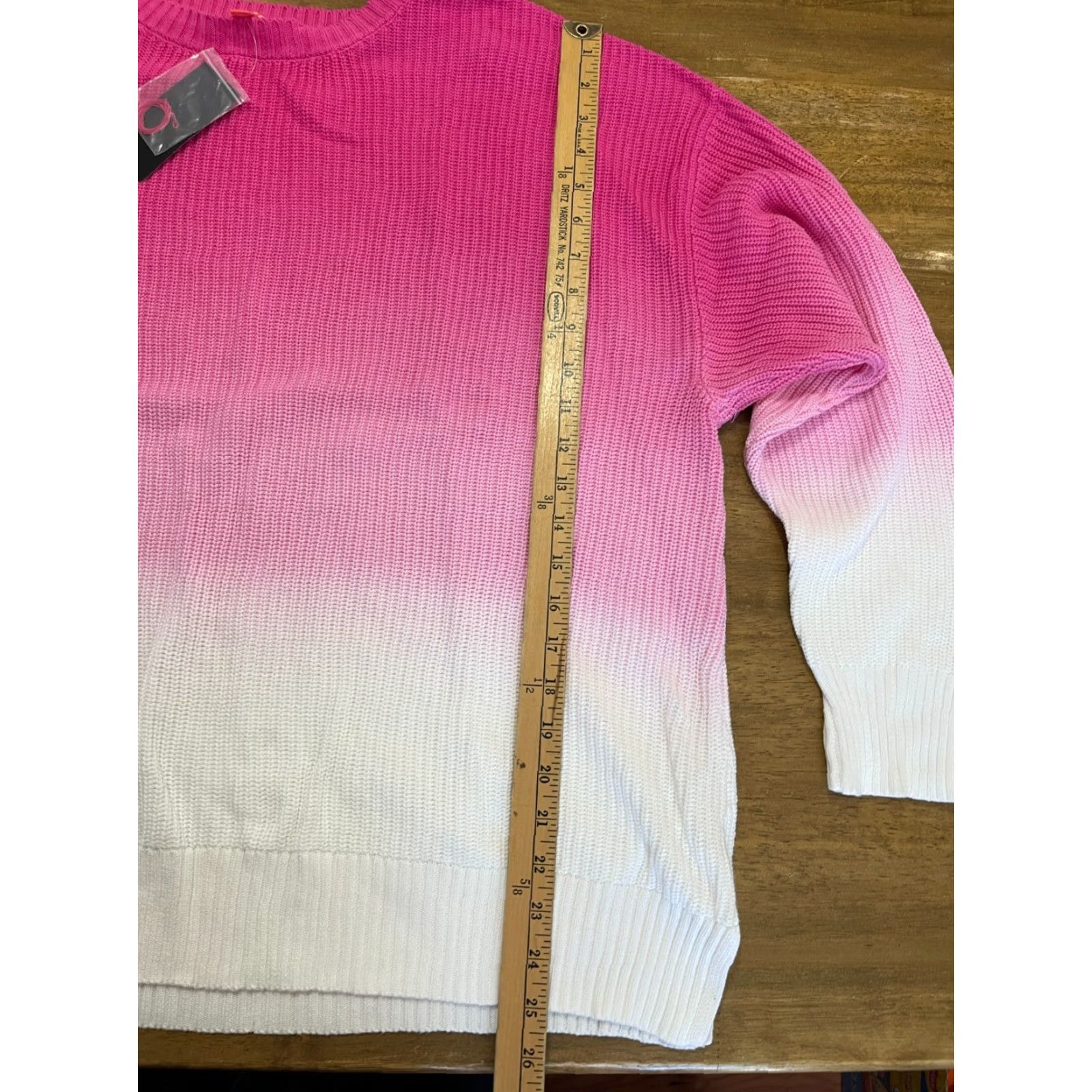 Vintage All Worthy Shirt Womens 2X Pink White Ombre Crew Neck Pullover Knit Sweater Size XXL / US 16-18 / IT 52-54 - 6 Thumbnail