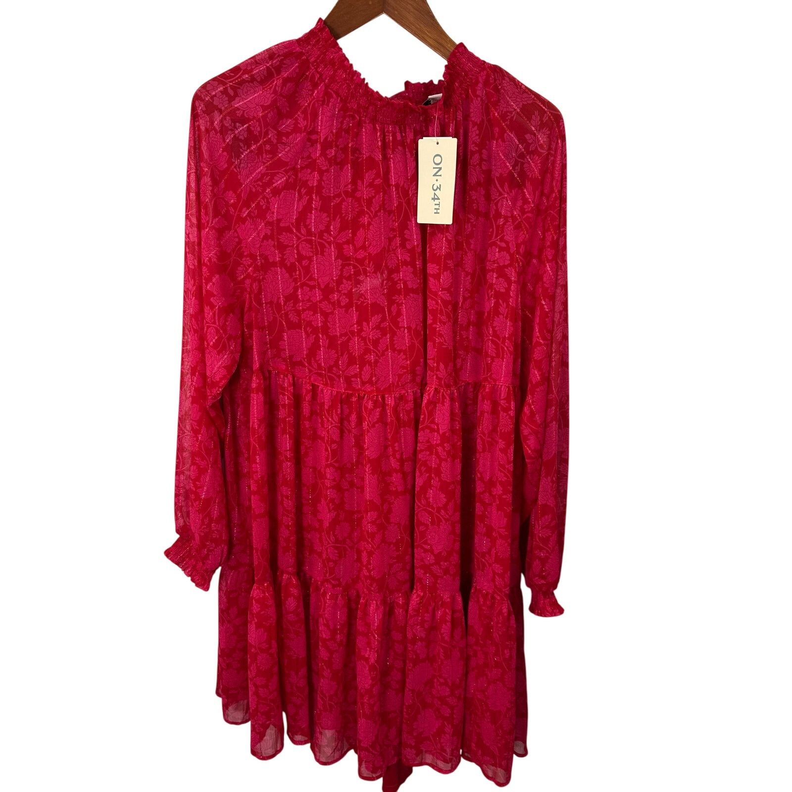Macys On 34th Macys Plus Dress sz 1X Floral Tiered NEW # G578 Size XL / US 12-14 / IT 48-50 - 2 Thumbnail