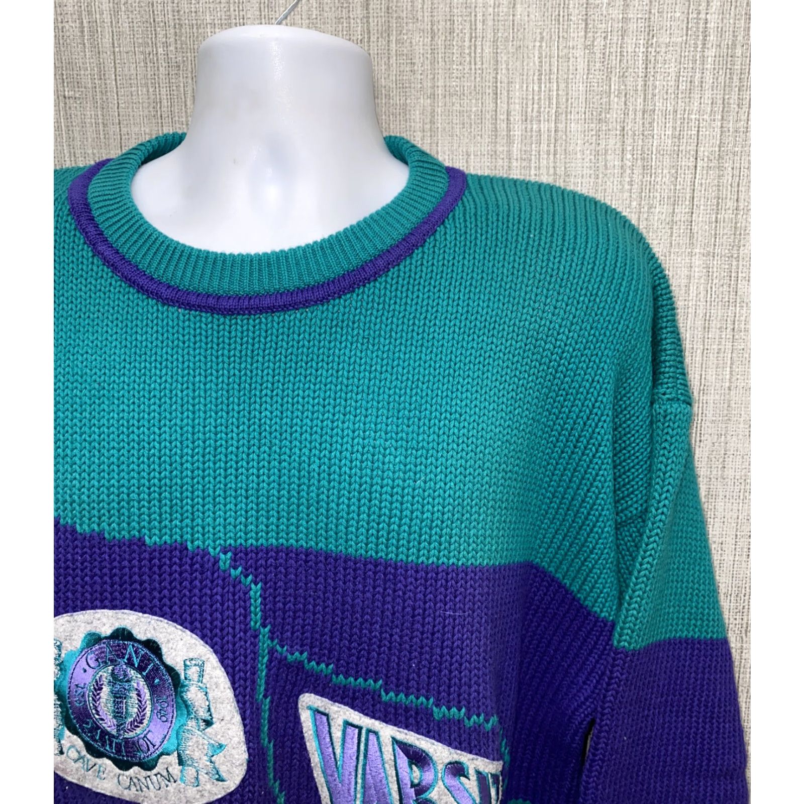 Gant VINTAGE GANT Varsity Cave Canum Crewneck Graphic Sweater Mens XL Green/Purple Crewneck Size XL Size US XL / EU 56 / 4 - 2 Thumbnail