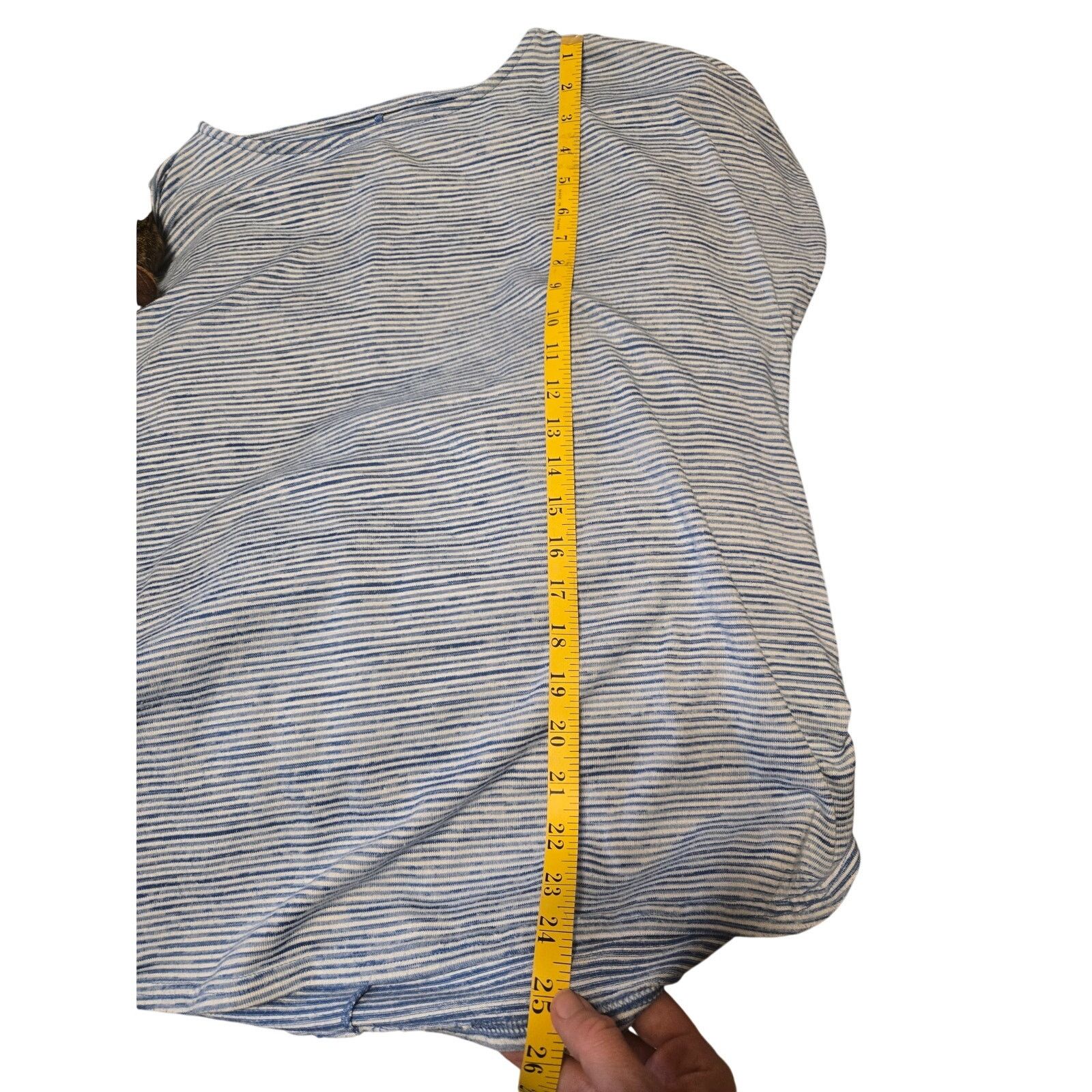 Croft & Barrow Croft & Barrow Blue White Striped Ruched Side Tee 1X Size XL / US 12-14 / IT 48-50 - 10 Thumbnail