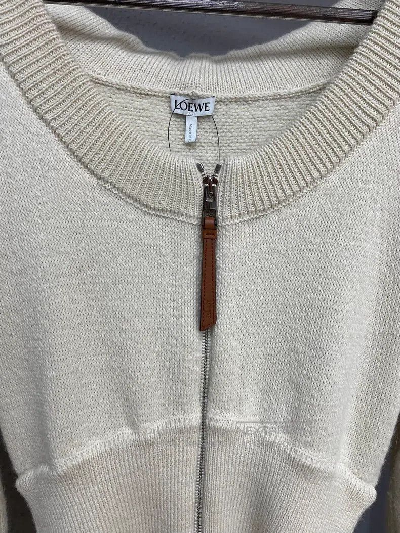 Loewe Loewe Ivory Zip Hooded Knit Sweater Size S / US 4 / IT 40 - 3 Thumbnail