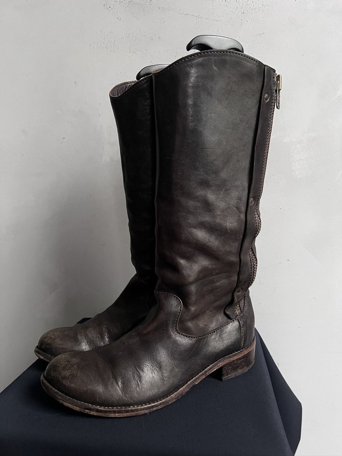 MoMA Moma Leather Tall Brown Boots Zipper Vintage Size US 8 / IT 38 - 4 Thumbnail
