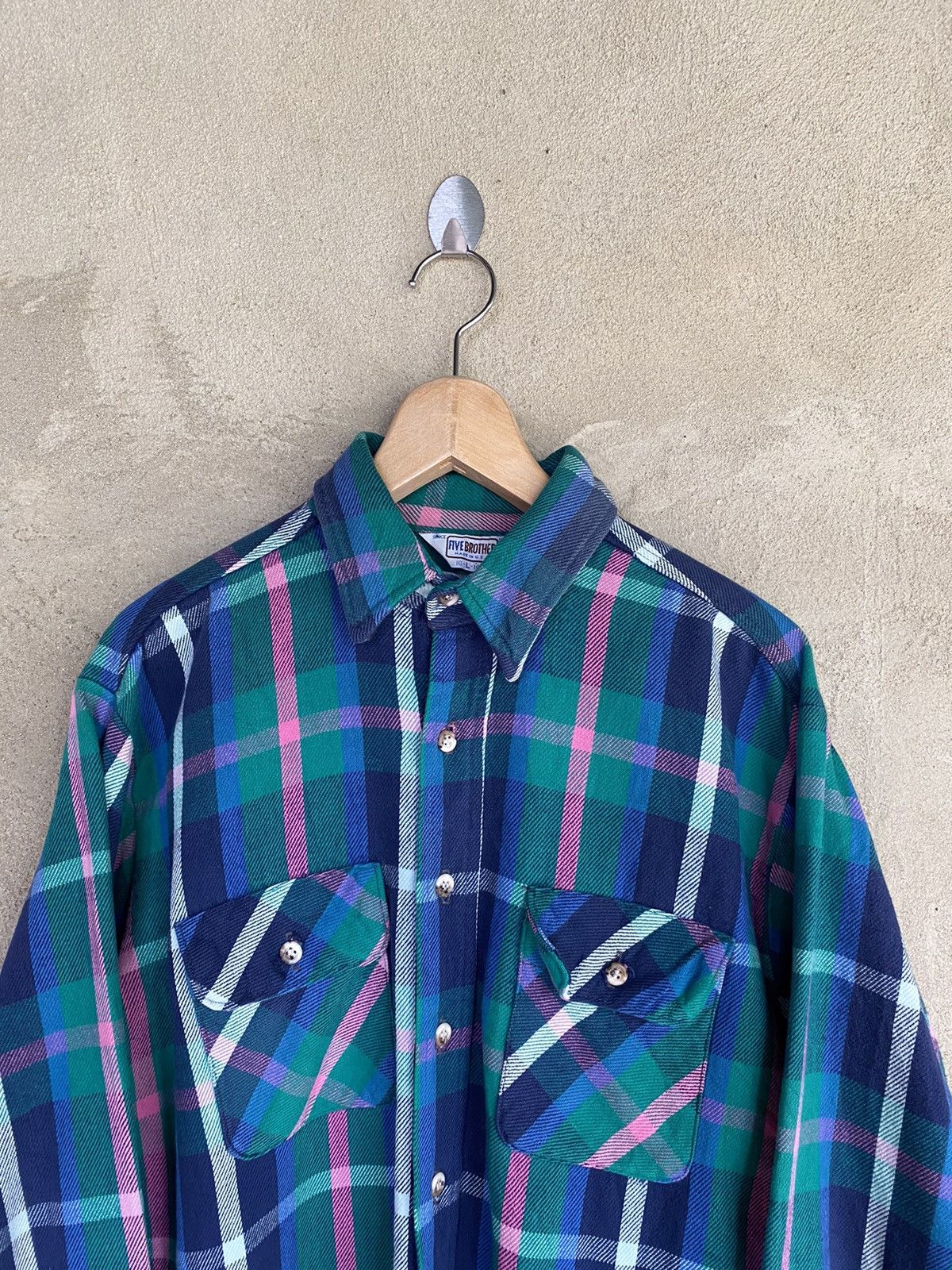 FiveBrother Five Brothers Multipocket Plaid Tartan Flannel Shirt Size US L / EU 52-54 / 3 - 3 Thumbnail