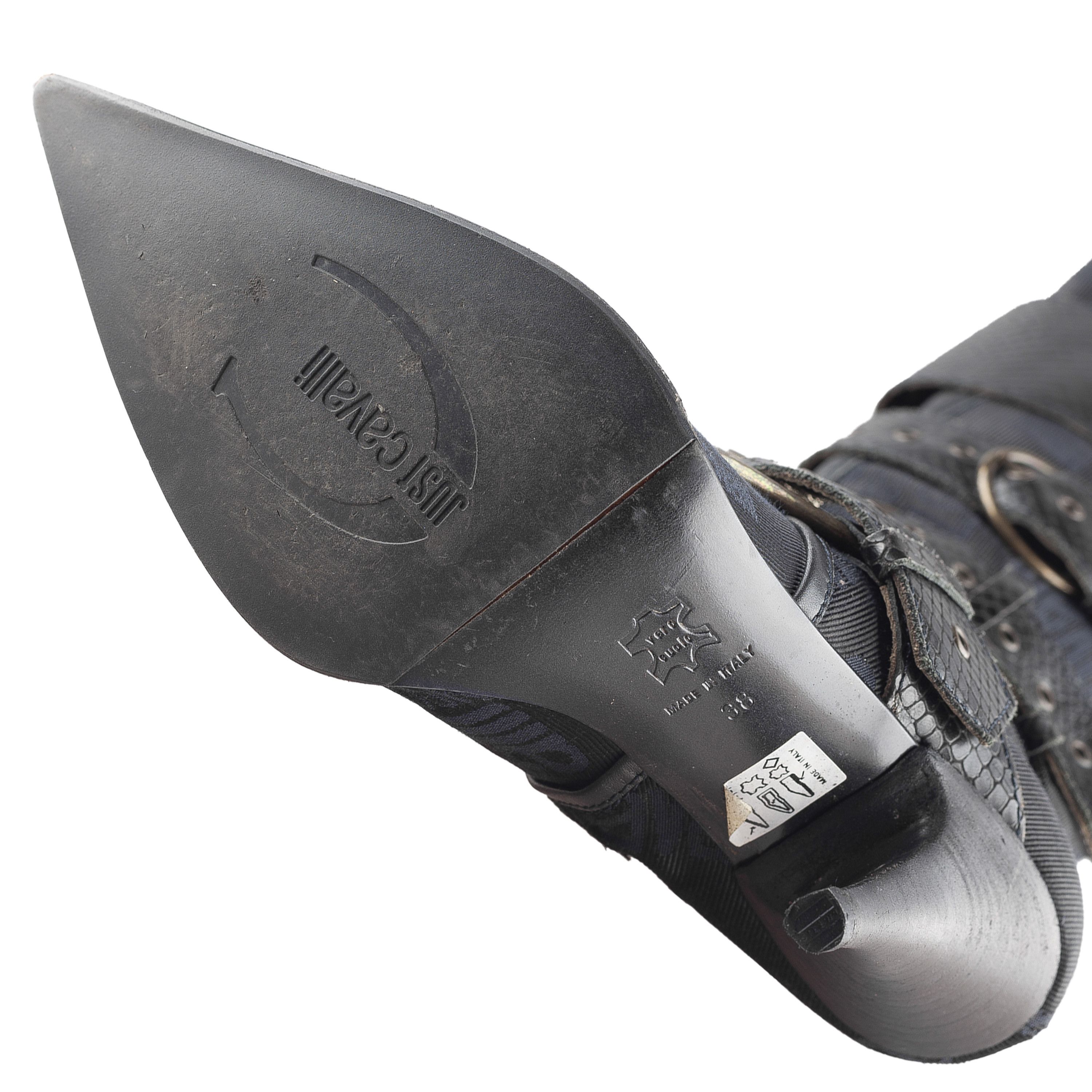 Just Cavalli Just Cavalli Black Monogram Pointed Toe Boots (38 EU) Size US 7 / IT 37 - 7 Thumbnail