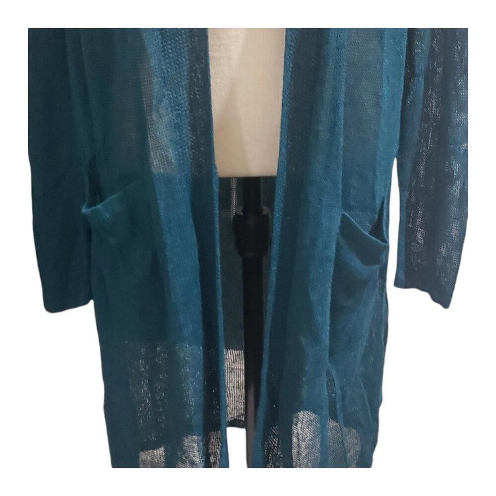 Designer CT1908 J.Jill Evergreen Open Cardigan M Size M / US 6-8 / IT 42-44 - 3 Thumbnail