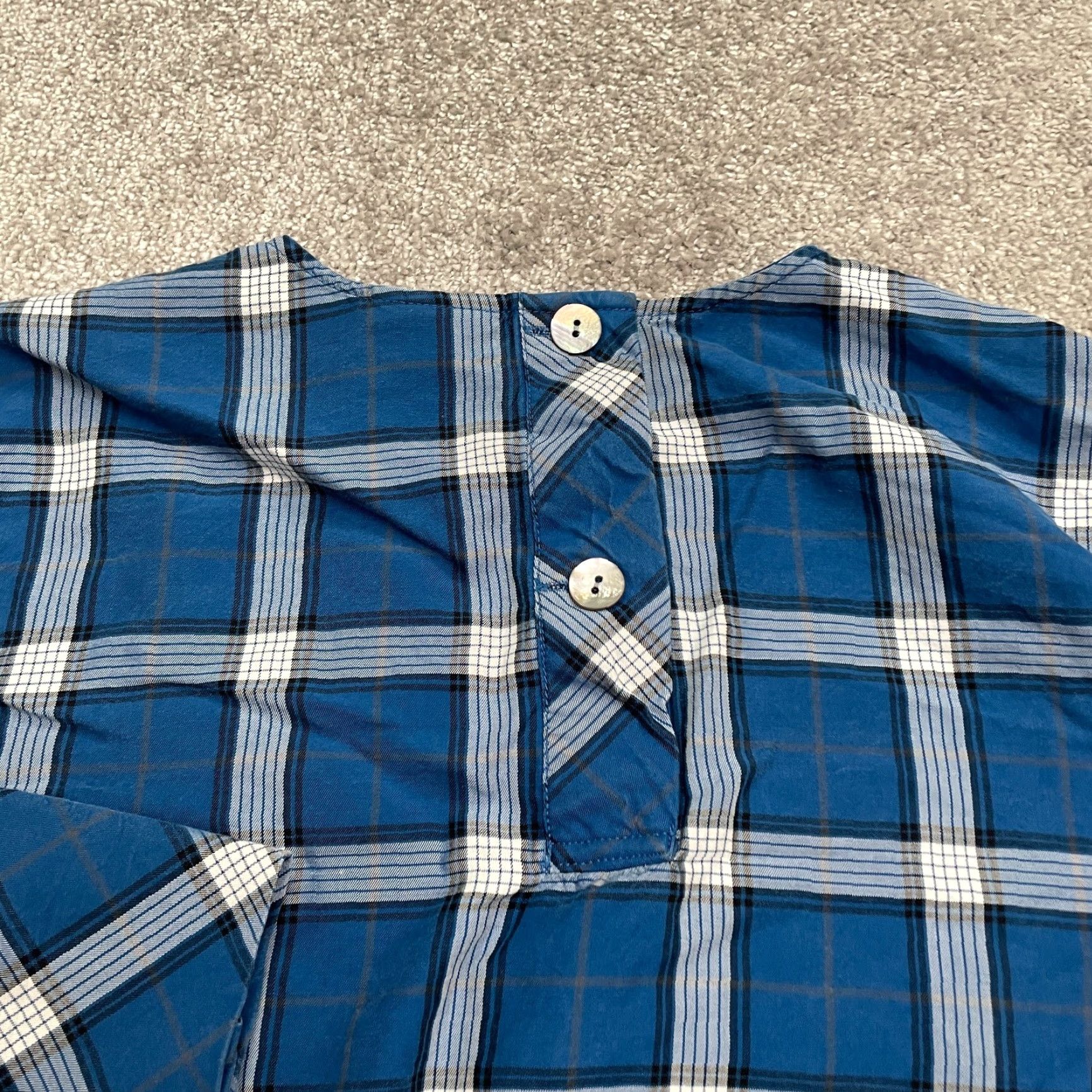 J. Jill J.Jill Blouse Shirt Womens Large Petite Plaid Tencel Long Sleeve Crew Neck Button Casual Fall Spring Summer Blue White Pattern Li ne-Up Size L / US 10 / IT 46 - 3 Thumbnail