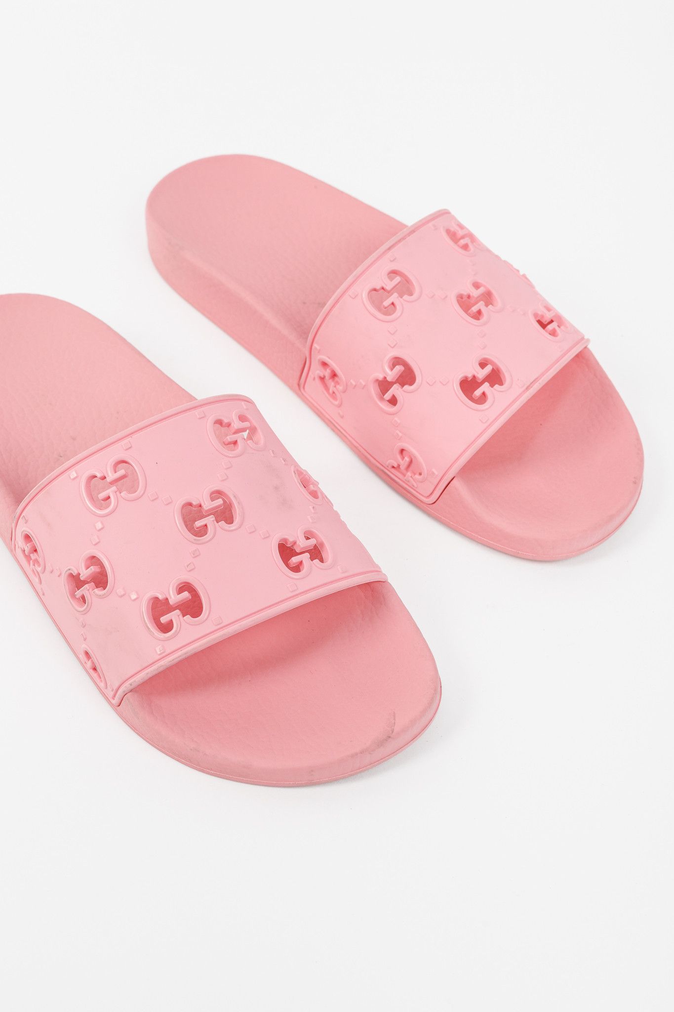Gucci Gucci Pink Rubber GG Slide Sandals Size US 8.5 / IT 38.5 - 6 Thumbnail