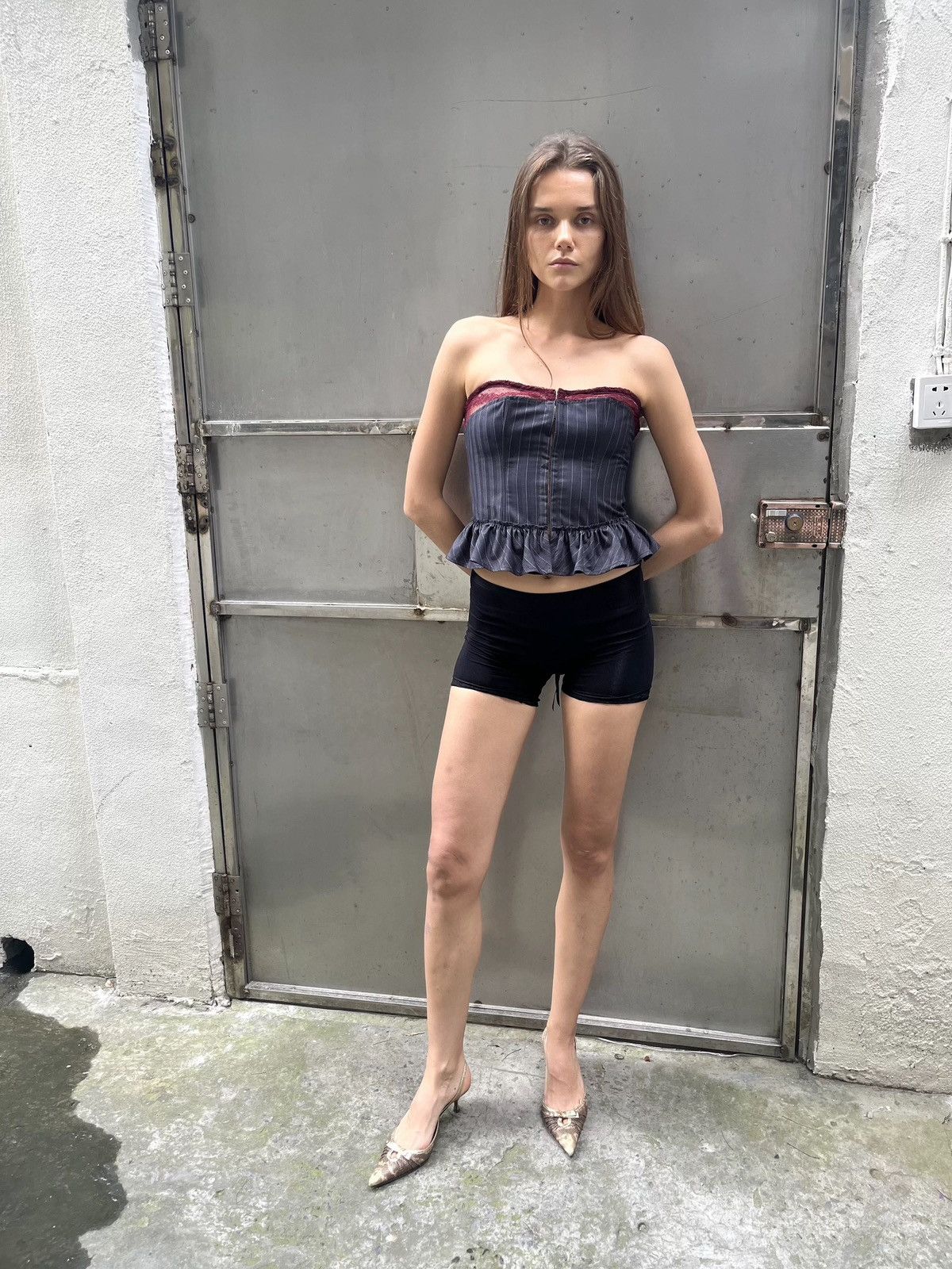 Vintage Lace Striped Tube Top Size S / US 4 / IT 40 - 1 Thumbnail