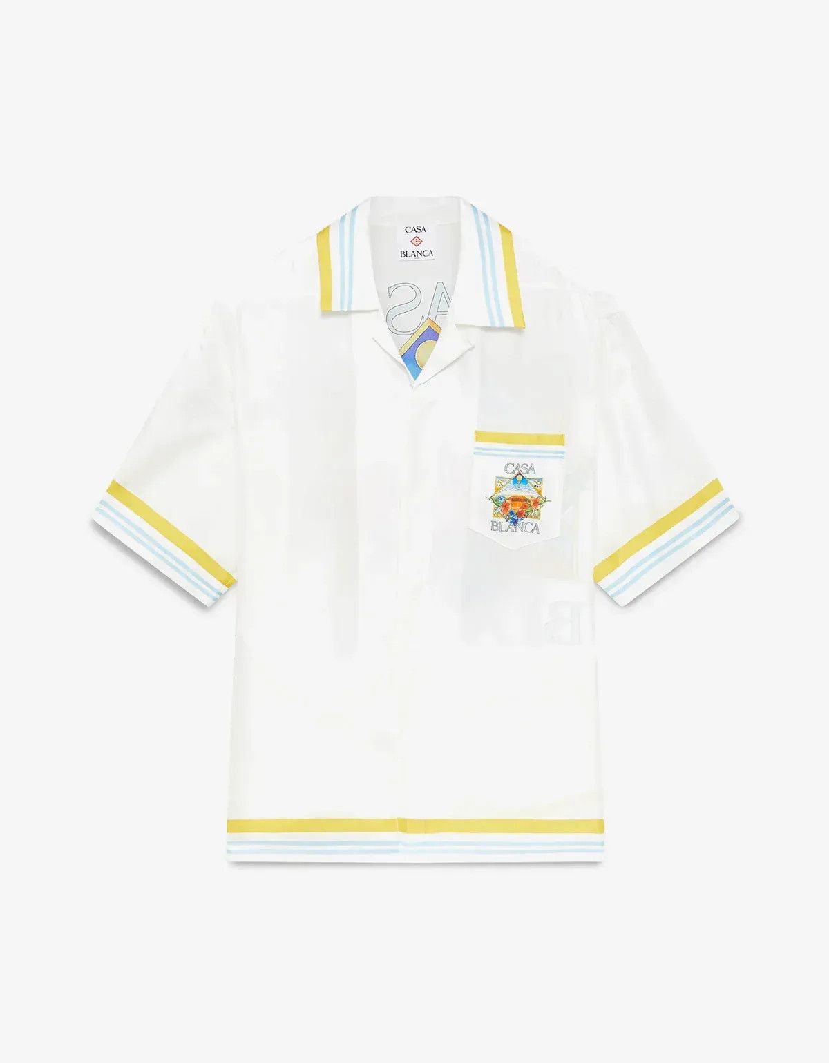 Casablanca Casablanca White Tennis Landscape Short Sleeve Silk Shirt Size US M / EU 48-50 / 2 - 1 Thumbnail