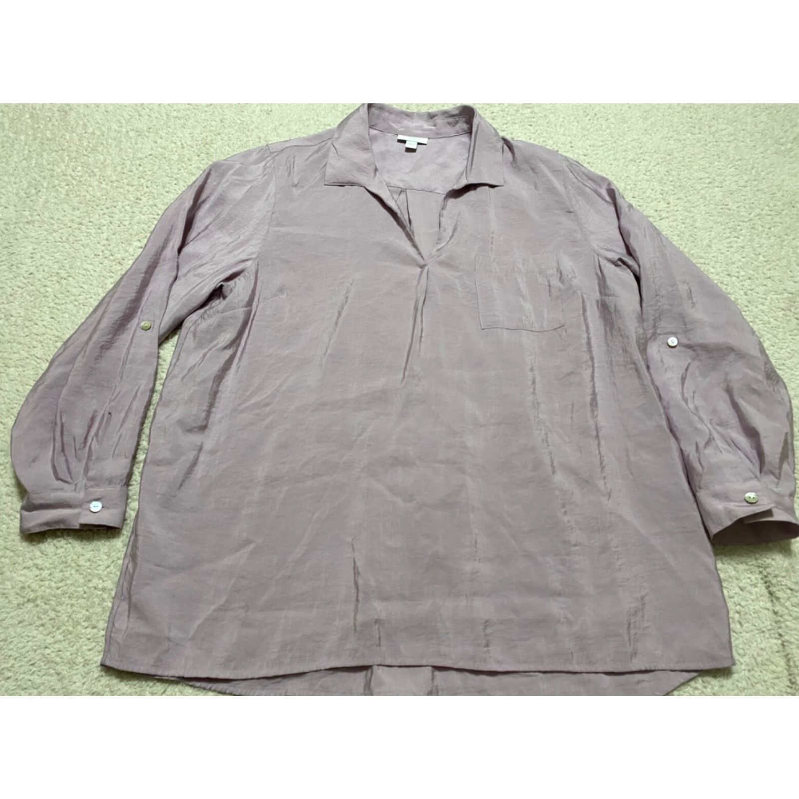 J. Jill J. Jill Womens Shirt L Purple Long Sleeve Collared Pullover Blouse Size L / US 10 / IT 46 - 3 Thumbnail