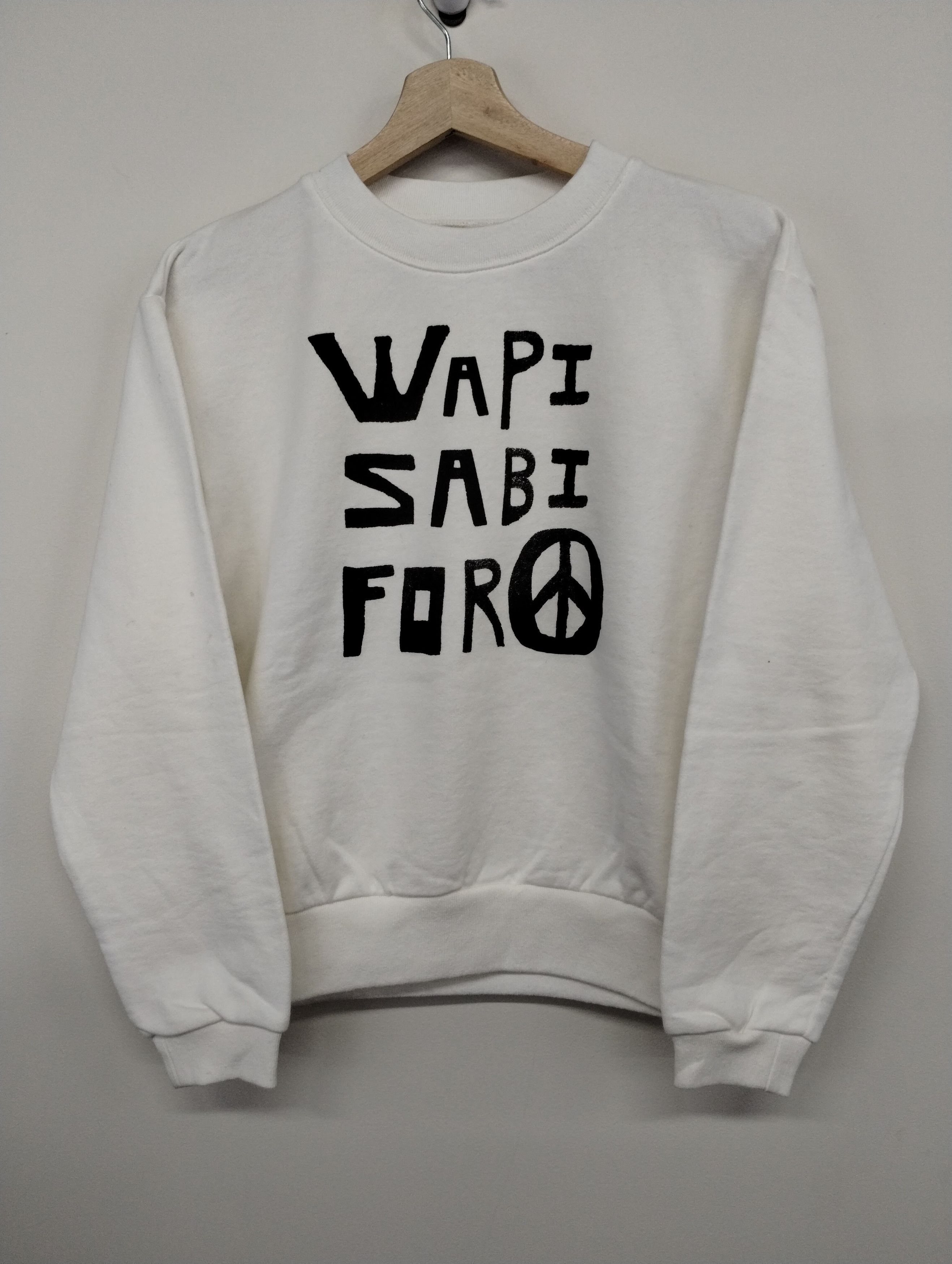 image of Kapital Wapi Sabi For Peace Crewneck in White, Men's (Size XS)